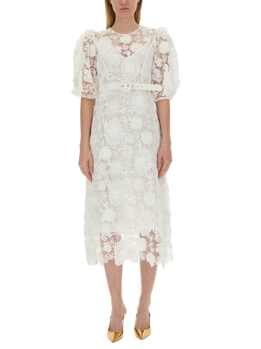 Shop Zimmermann Lace Dress In Ivory
