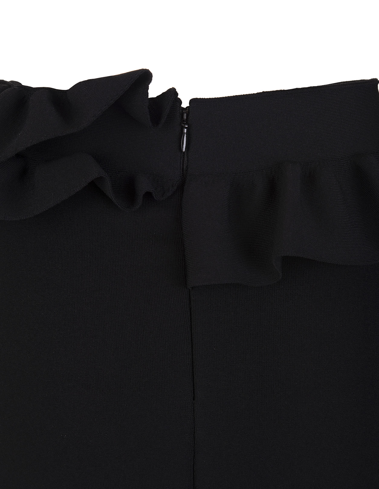 Alexander McQueen Woman Midi Pencil Skirt In Black Knit With Ruffles