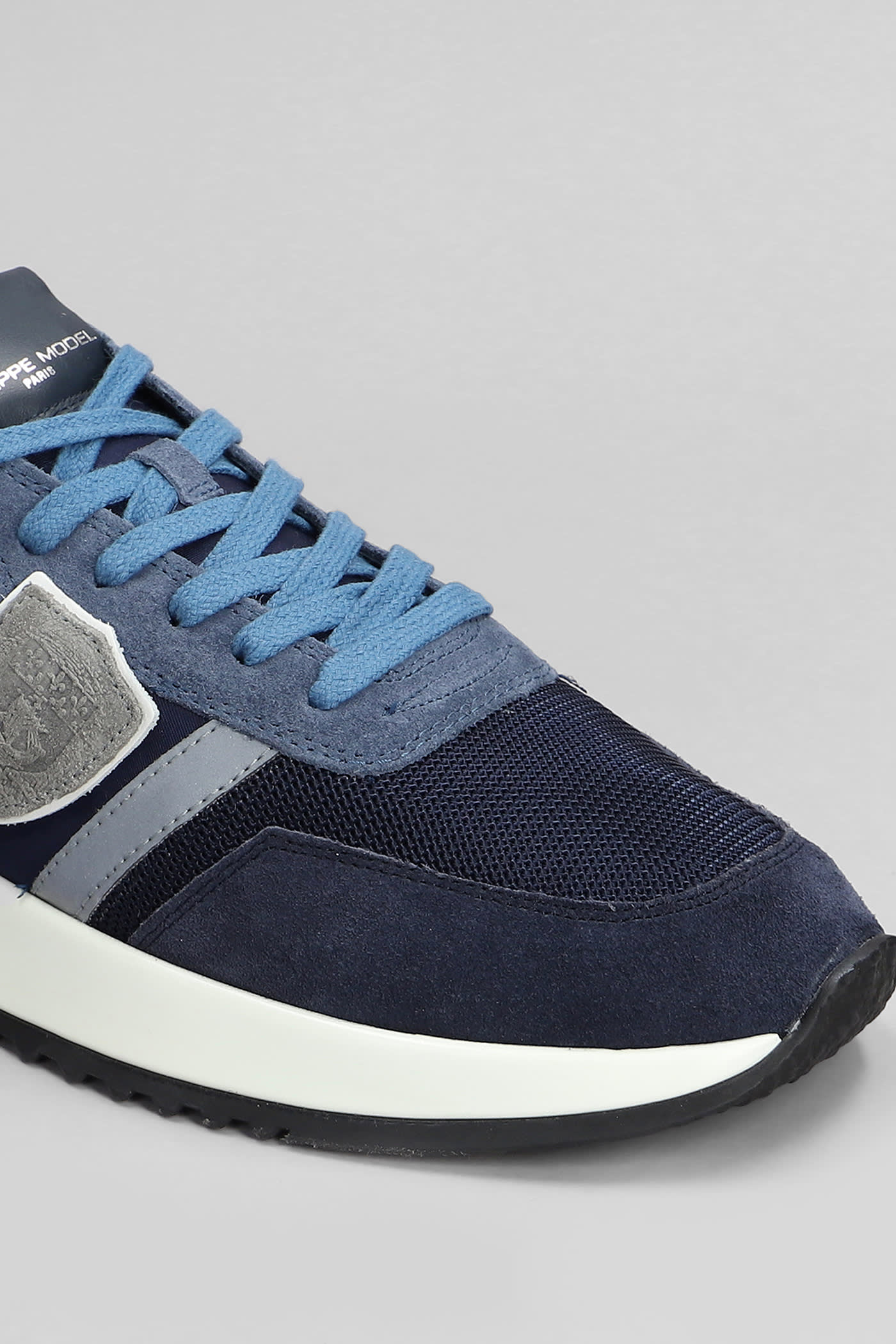Philippe Model Panelled Crest-motif Sneakers In Blue