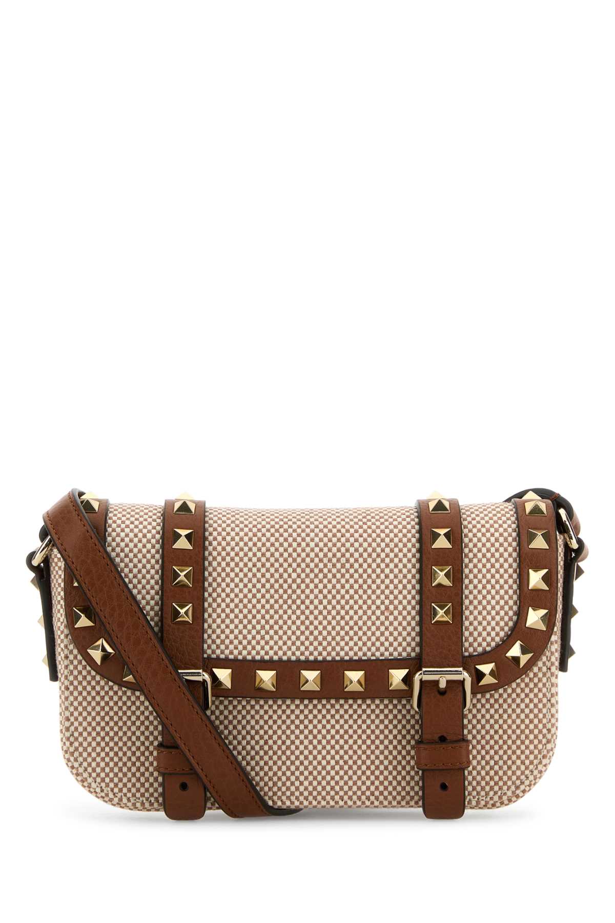 VALENTINO GARAVANI TWO-TONE CANVAS ROCKSTUD CROSSBODY BAG