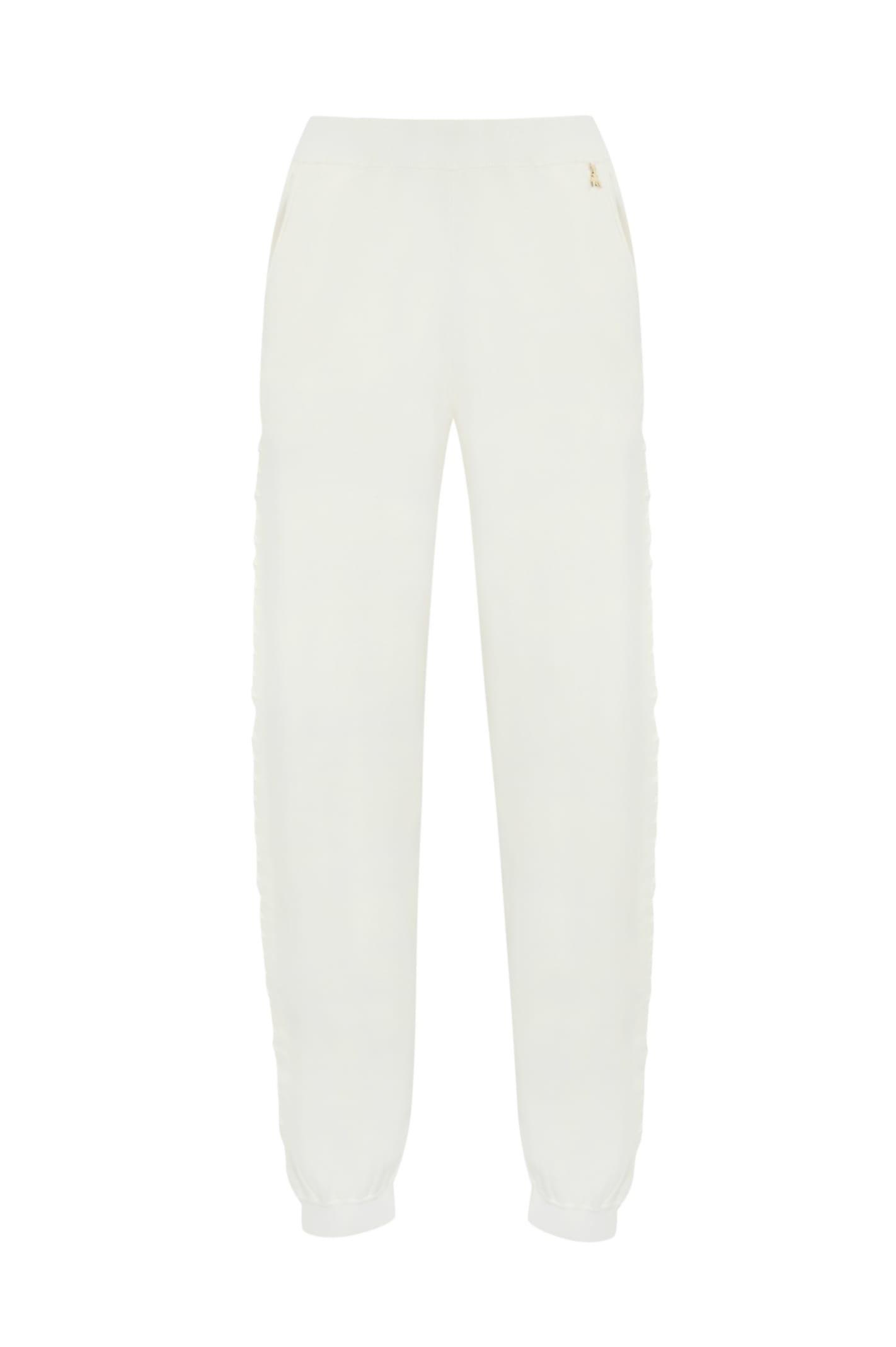 Patrizia Pepe Fleece Trousers With Braiding In White