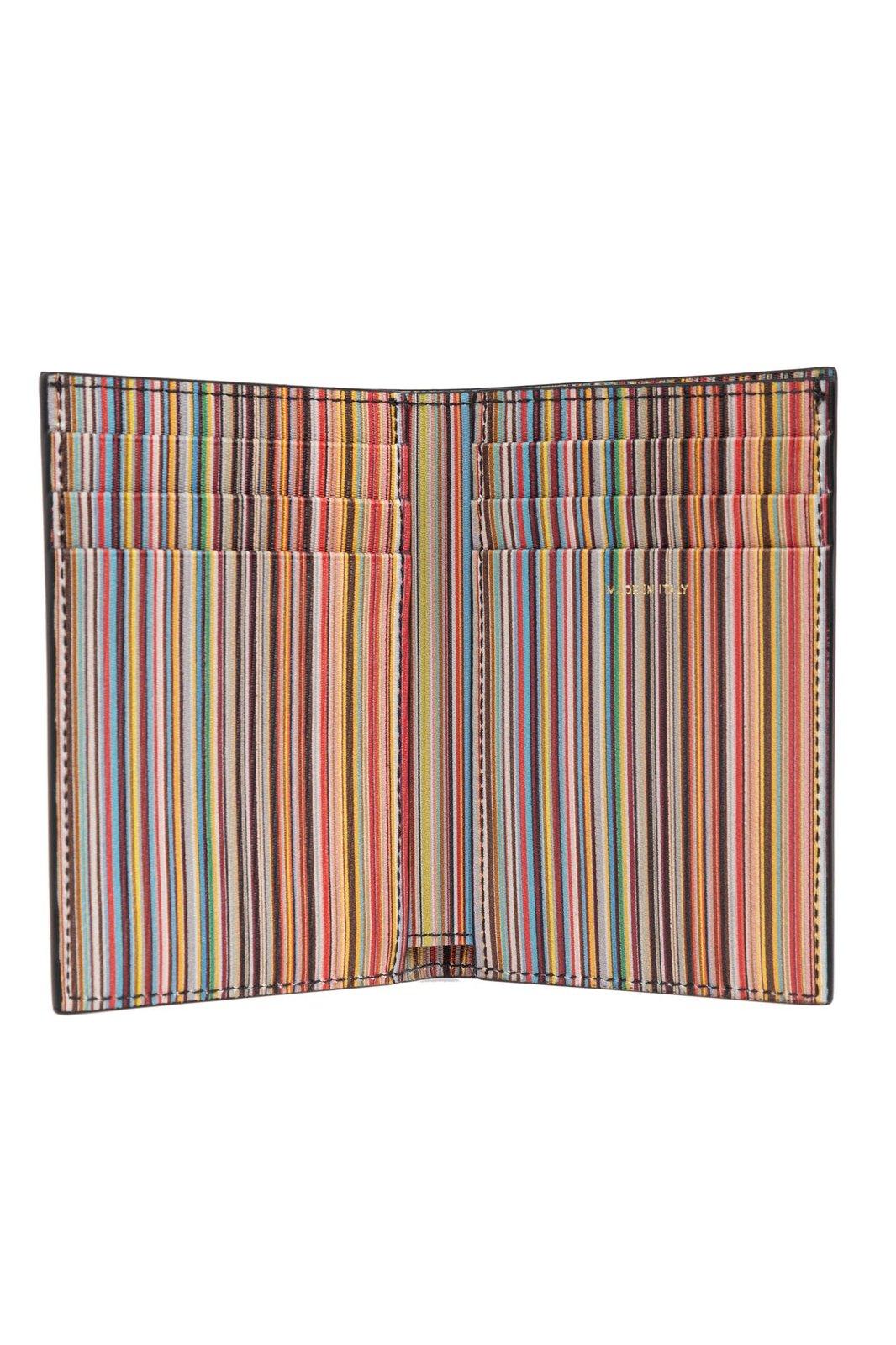 Paul Smith Black Signature Stripe Interior Leather Passport Holder In Black