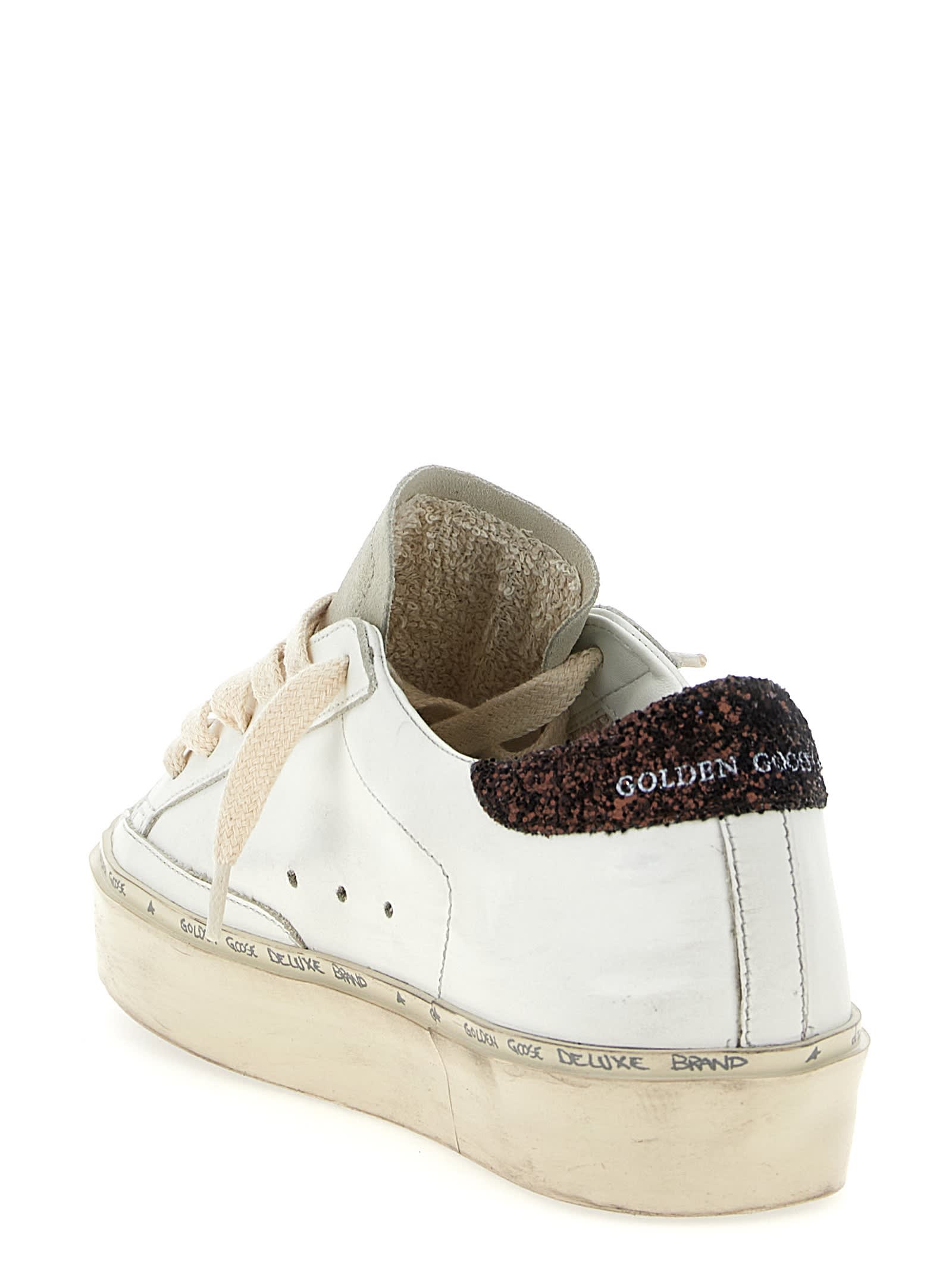 Golden Goose Deluxe Brand White Hi Star Sneakers In Brown