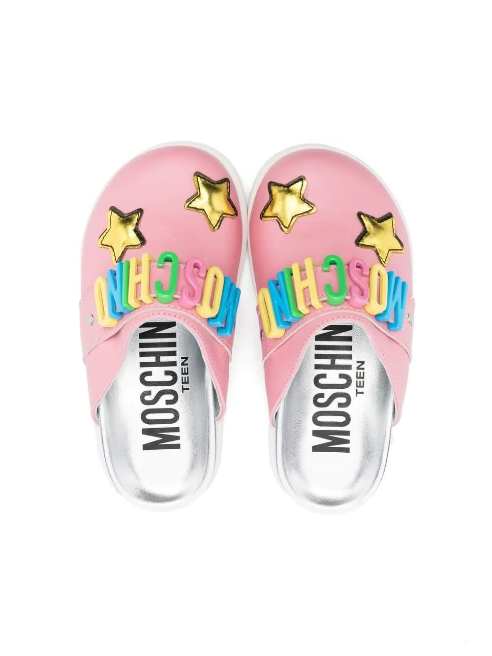 Shop Moschino Slippers Con Logo In Pink