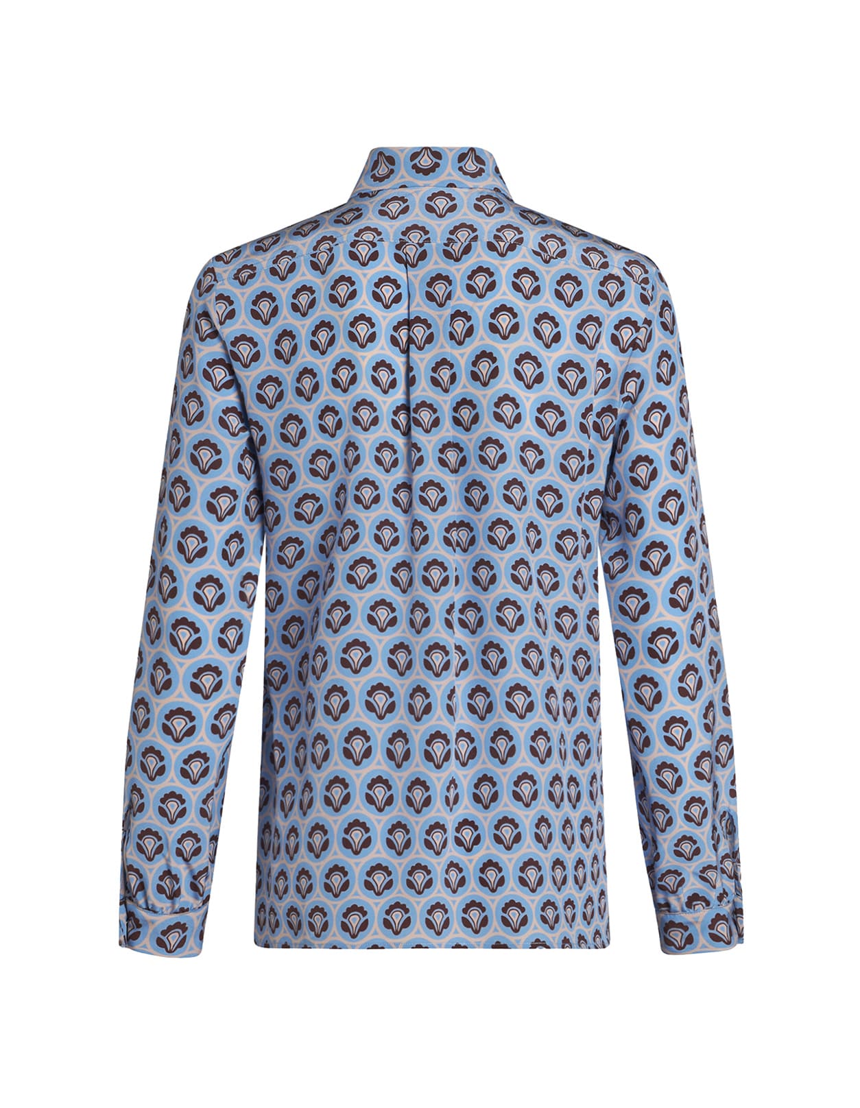 Shop Etro Light Blue Printed Silk Shirt