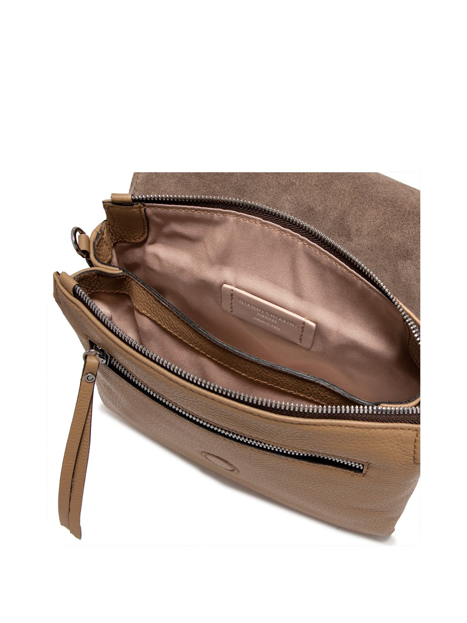 Shop Gianni Chiarini Three Leather Shoulder Bag In Nature