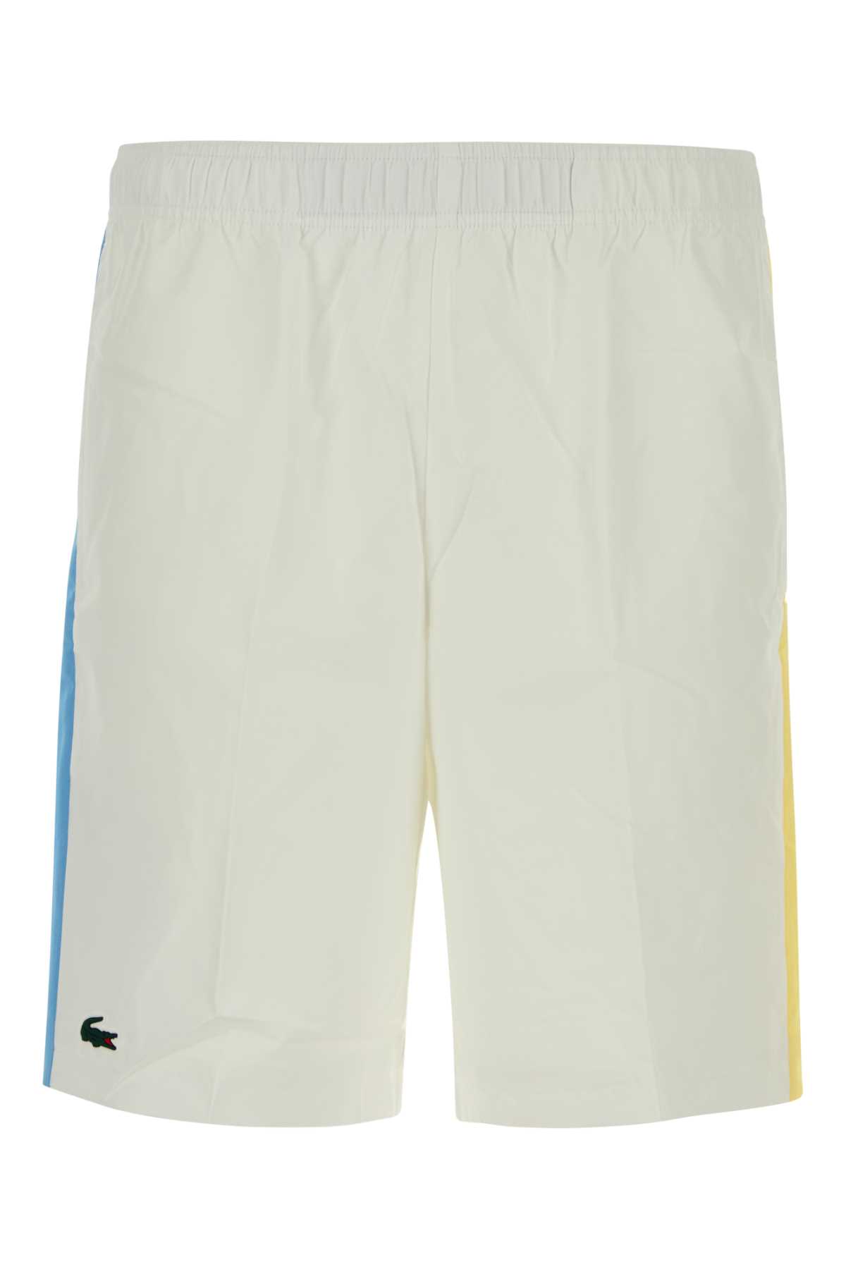 Lacoste White Polyester Bermuda Shorts In Isq