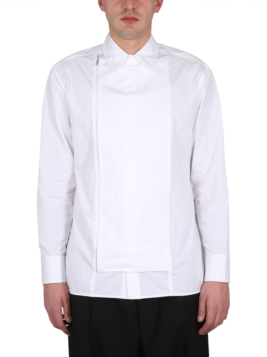 Shop Jil Sander Zippered Shirt In Ivory