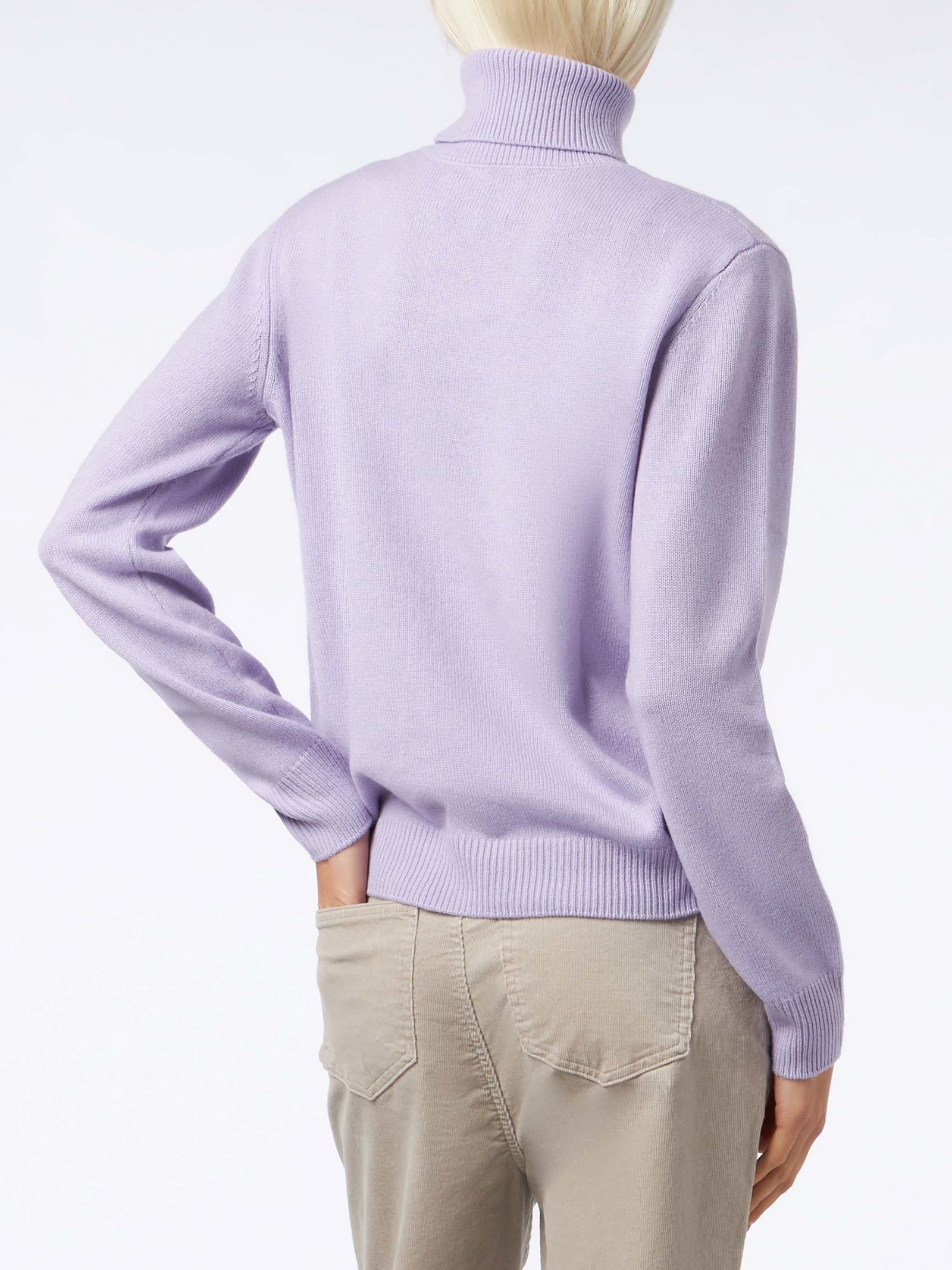 Shop Mc2 Saint Barth Woman Knitted Lilac Turtleneck Sweater In Pink