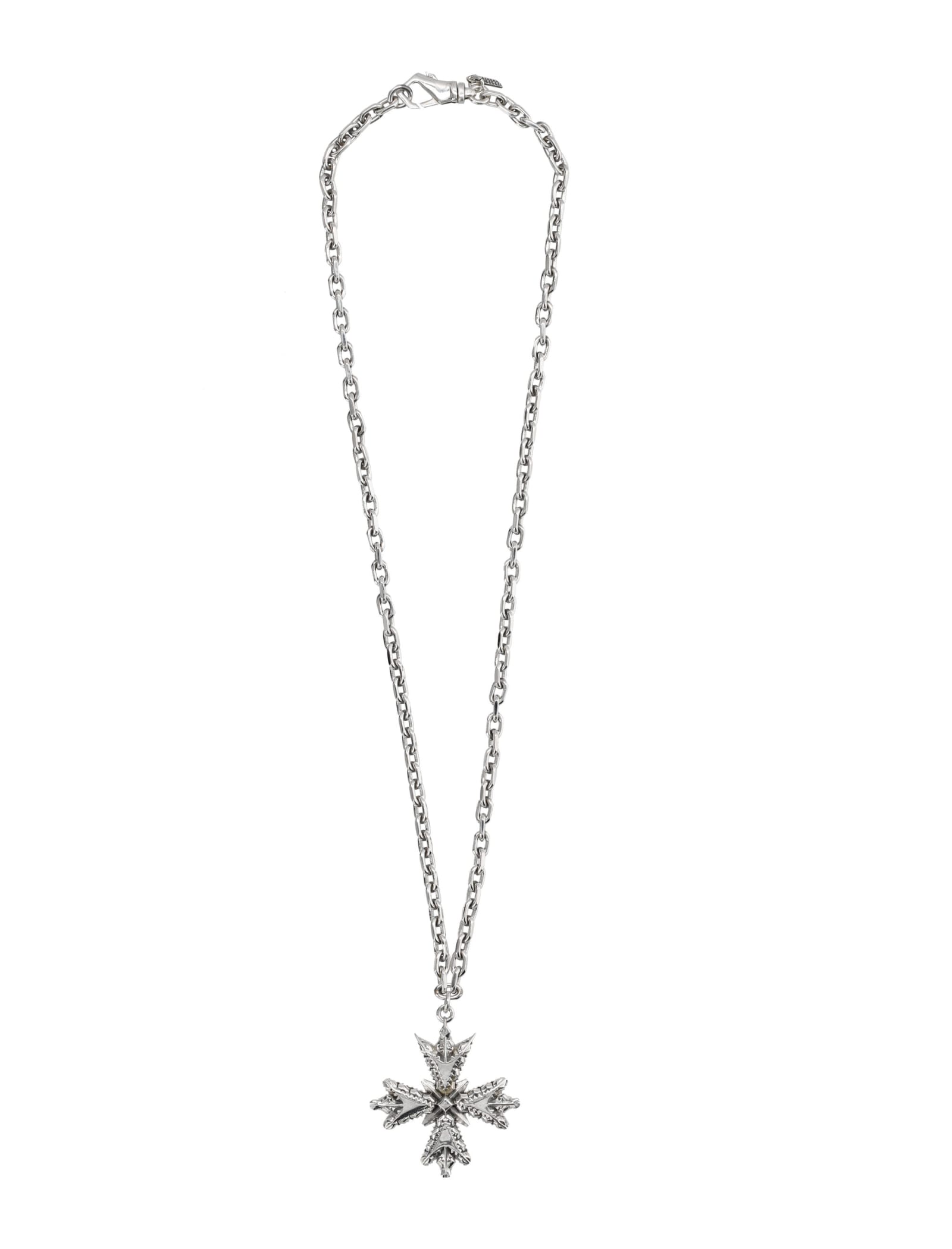 Shop Emanuele Bicocchi Necklace New Large Crest In Silver