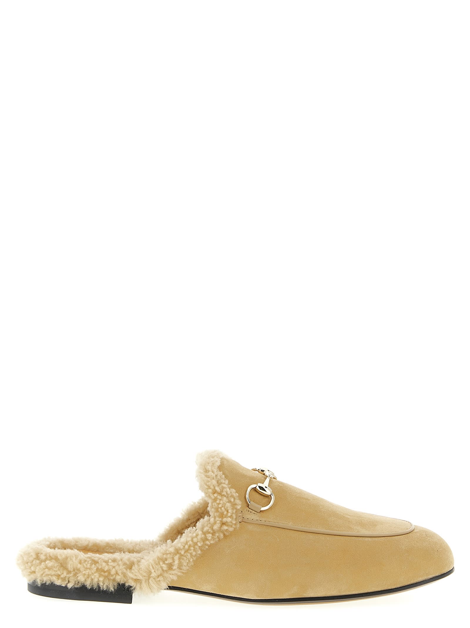 Gucci Round Toe Flat Sole Metal Hardware Slippers In Animal Print