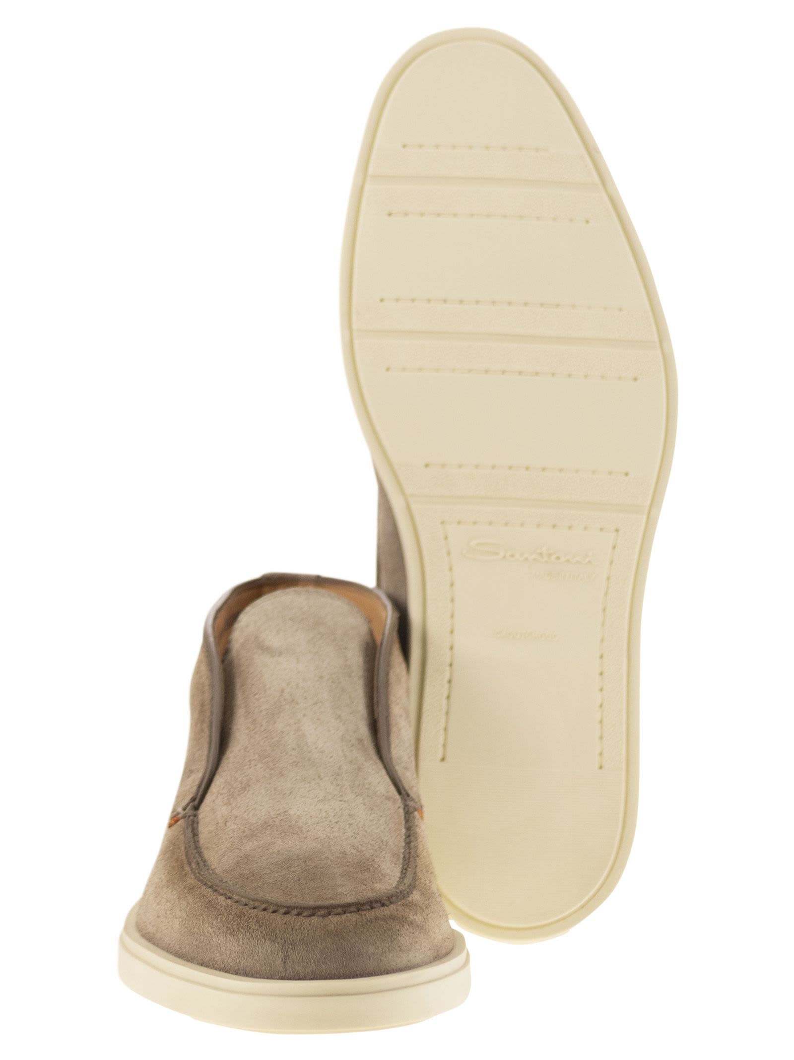 Shop Santoni Suede Desert Boot In Beige