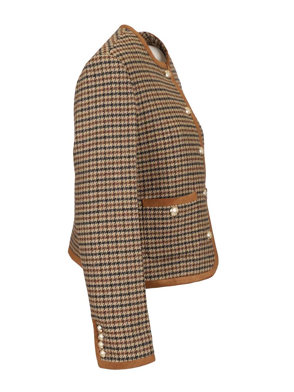 Dunst Beige Jacket With Button Closure And Front Pockets In Tweed Woman In Brown