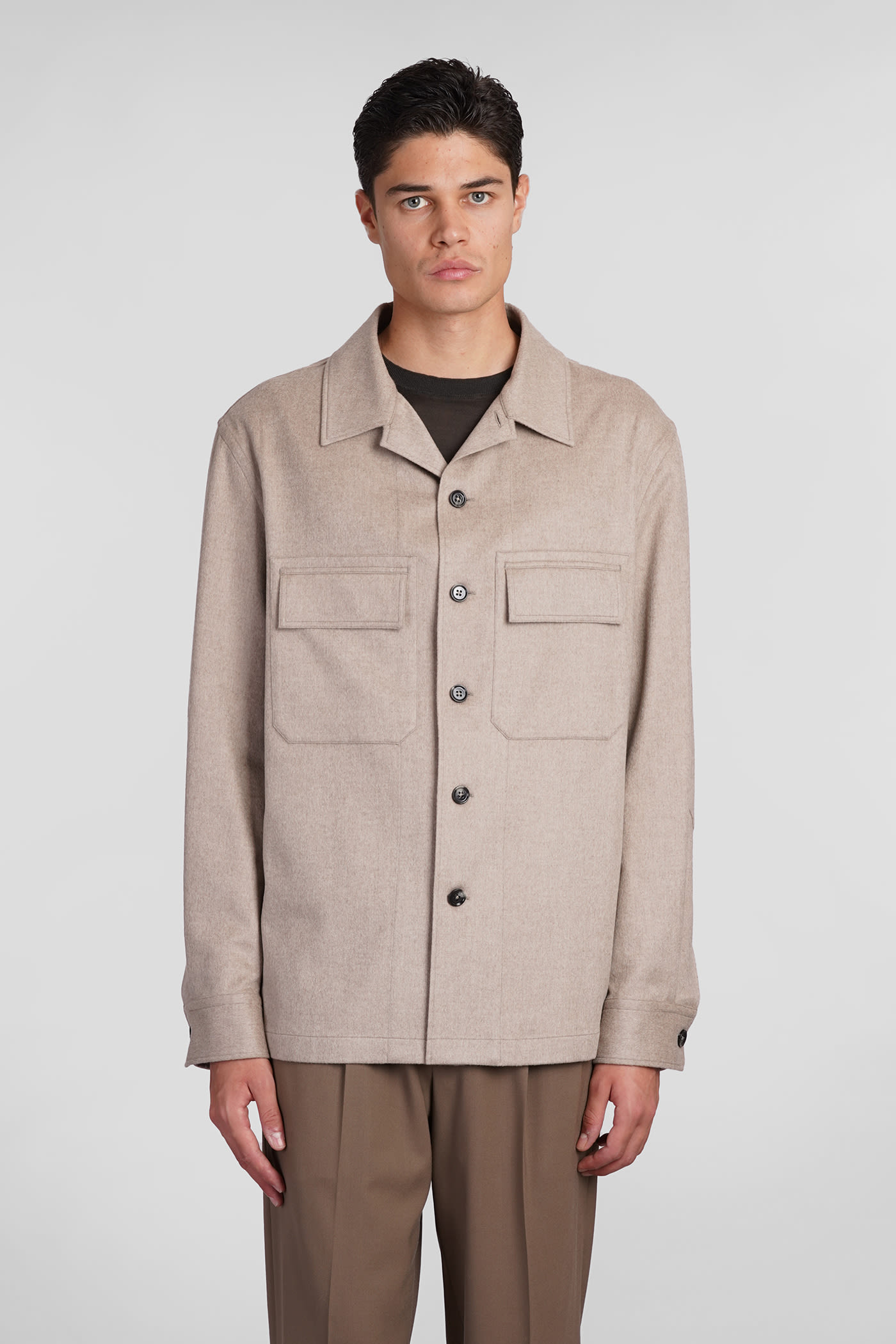 ZEGNA OASI OVERSHIRT CASUAL JACKET IN BEIGE CASHMERE 