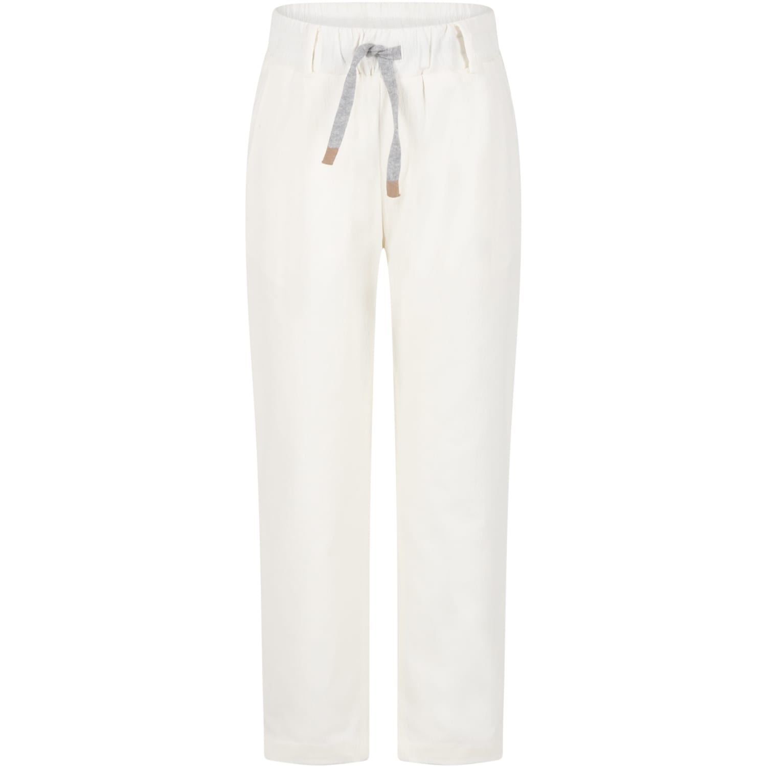 Eleventy Kids' White Trousers For Boy In Ivory