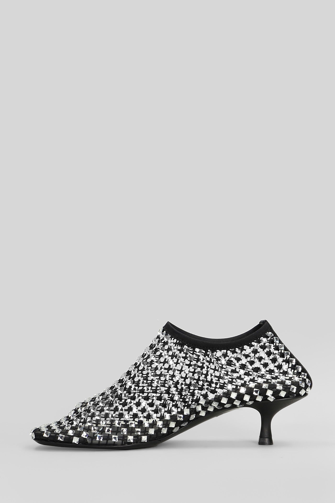 Christopher Esber Minette Bezeled 50mm Low Heels Ankle Boots In Black Nylon In Black