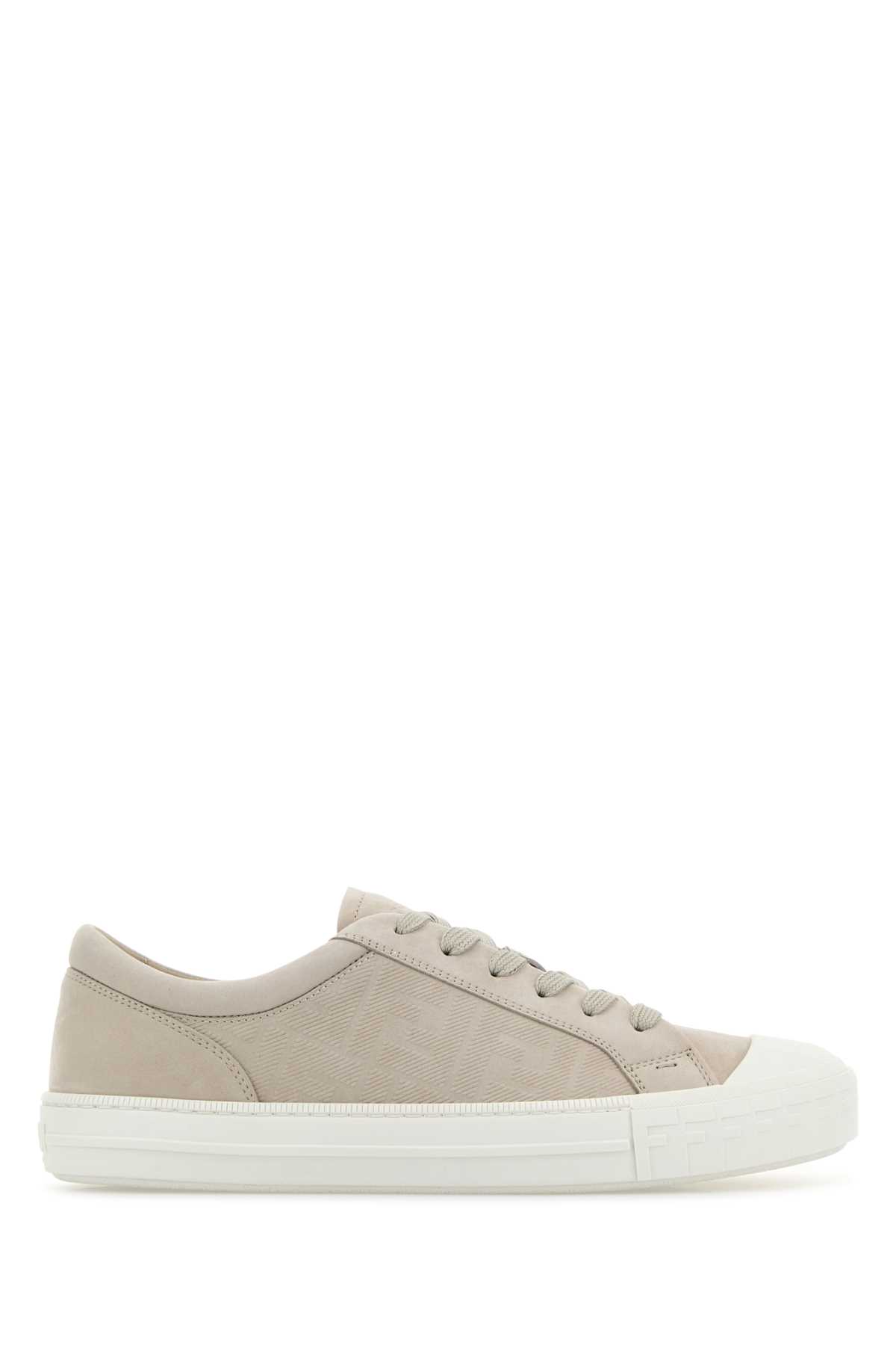 Light Grey Leather Domino Sneakers