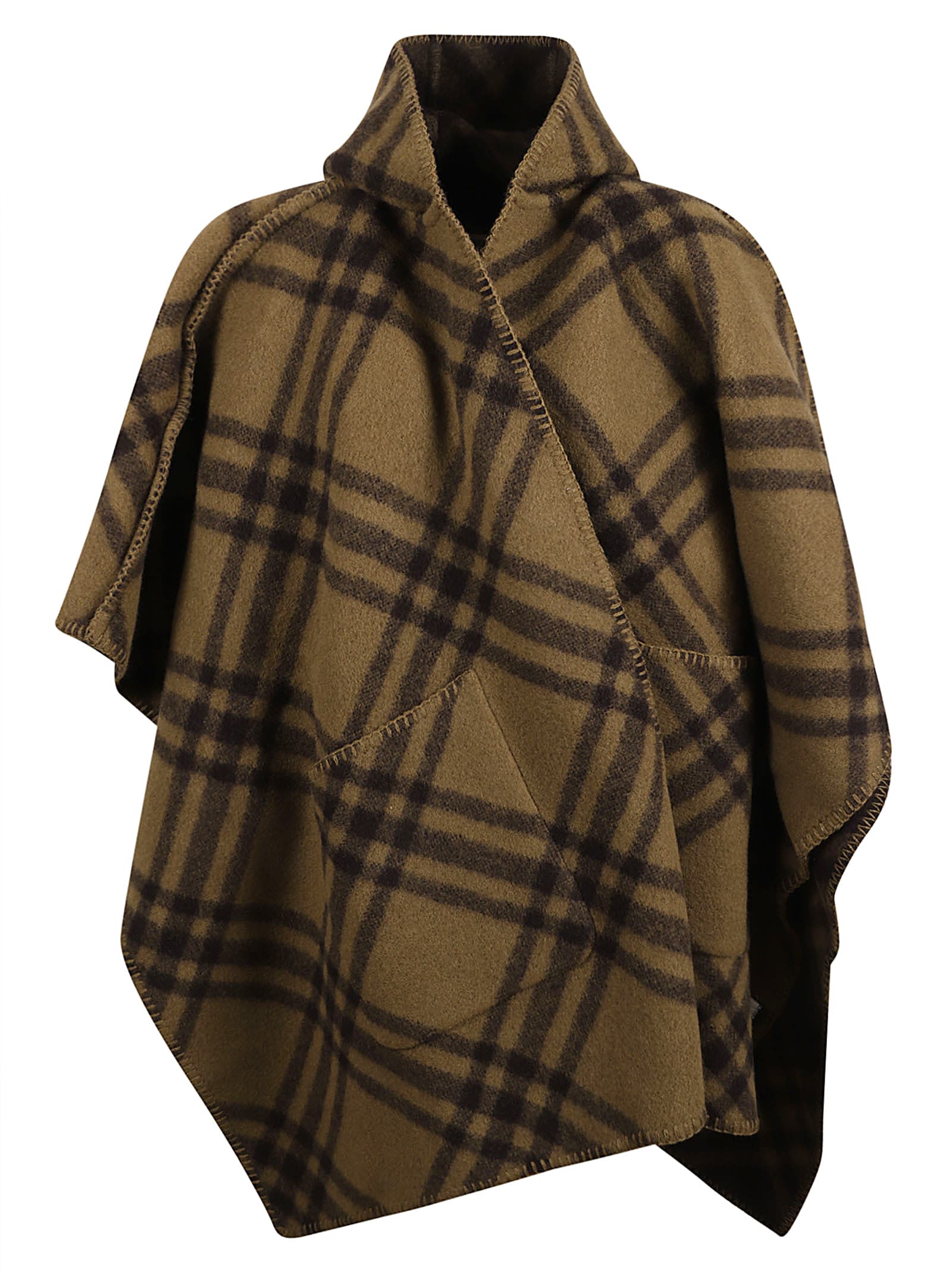 Shop Burberry Check Wrap Poncho In Camp