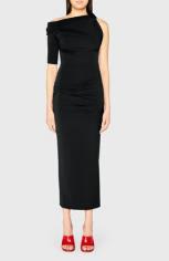 Shop Jacquemus Asymmetrical Draped Dress In Black