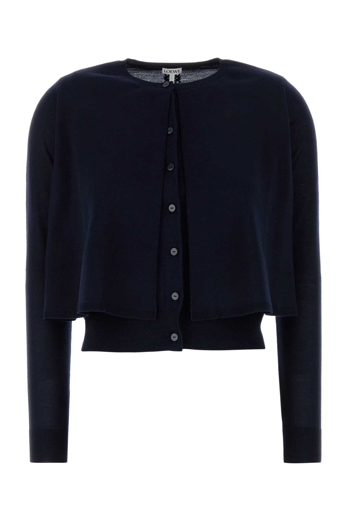Loewe Midnight Wool Cropped Layered Cardigan