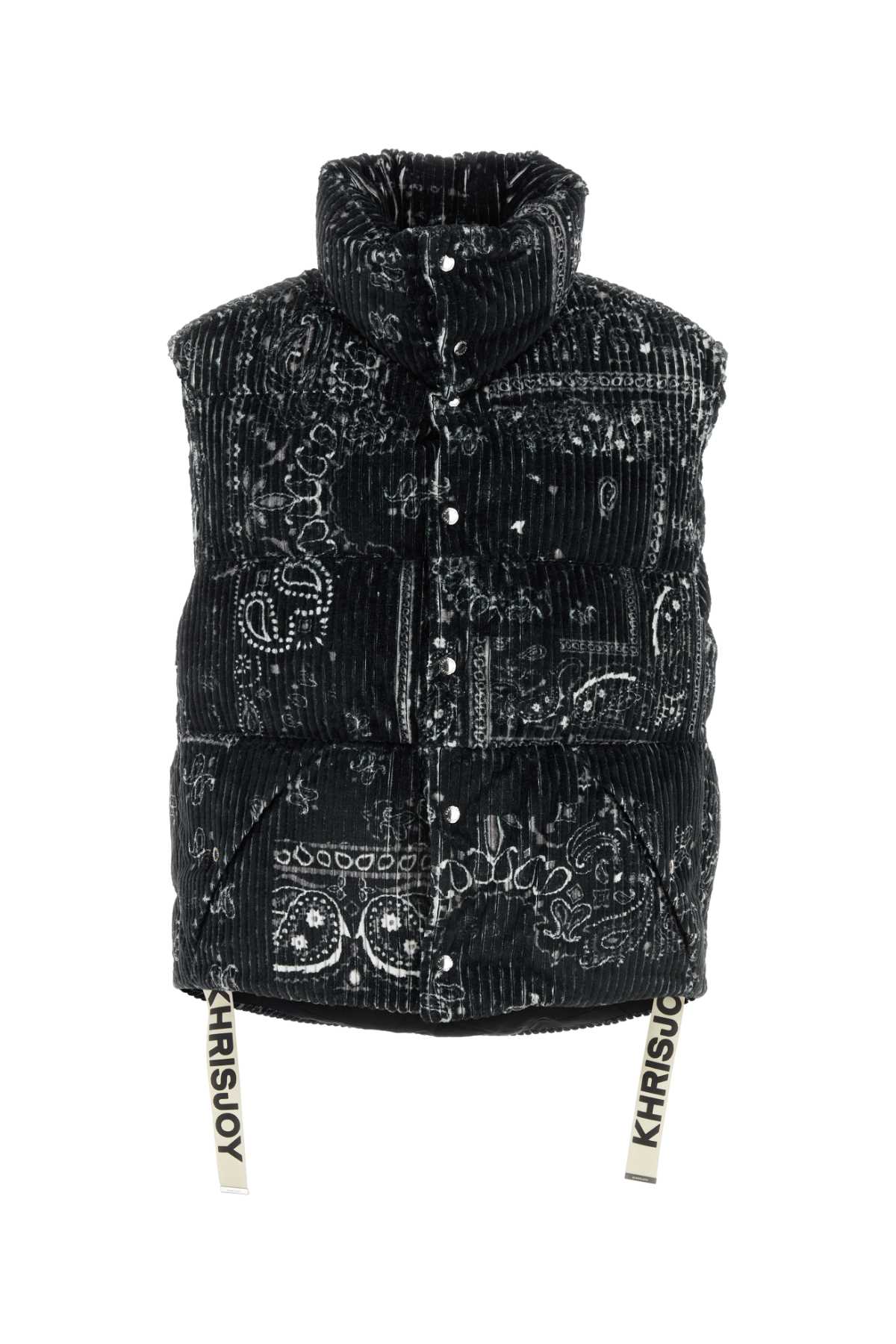 KHRISJOY PRINTED CORDUROY OVERSIZE SLEEVELESS DOWN JACKET 