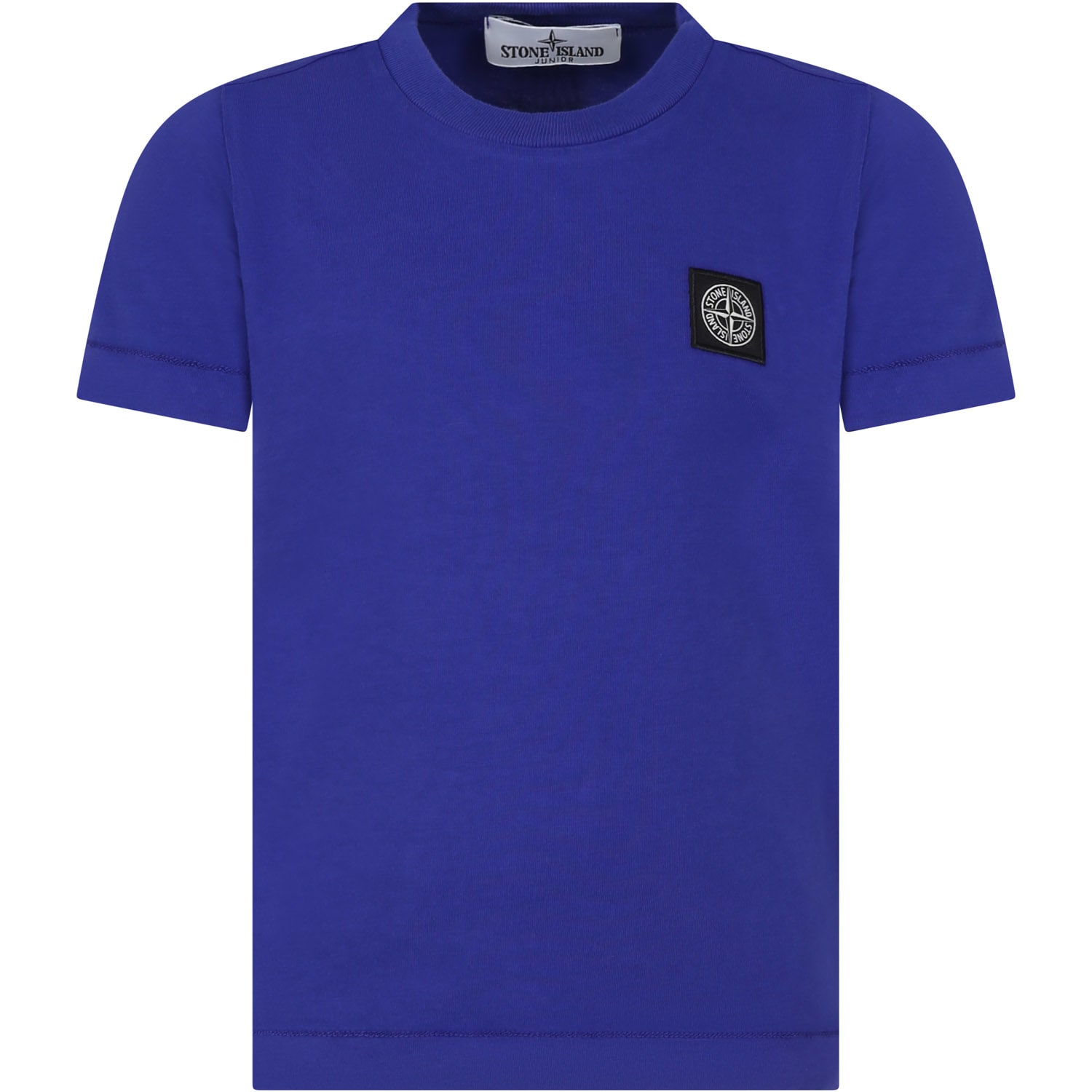Stone Island Junior Kids' Light Blue T-shirt For Boy With Logo
