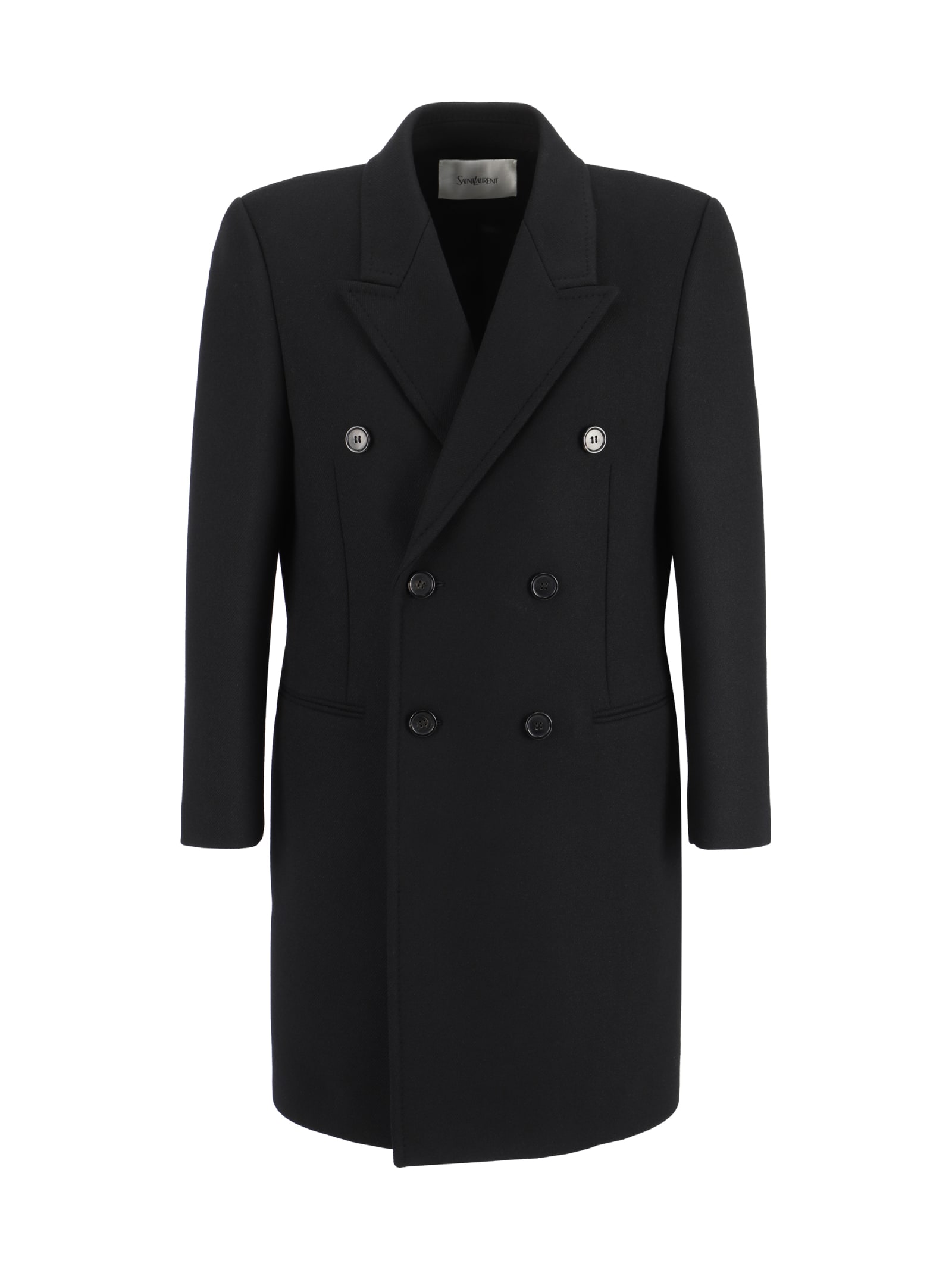 Shop Saint Laurent Coat In Noir