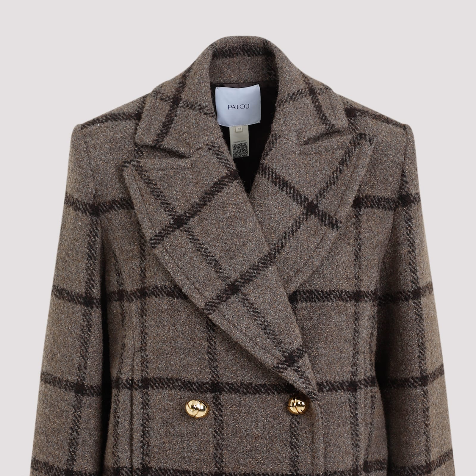 Shop Patou Soft Tailored Coat In Gray Checkerboard