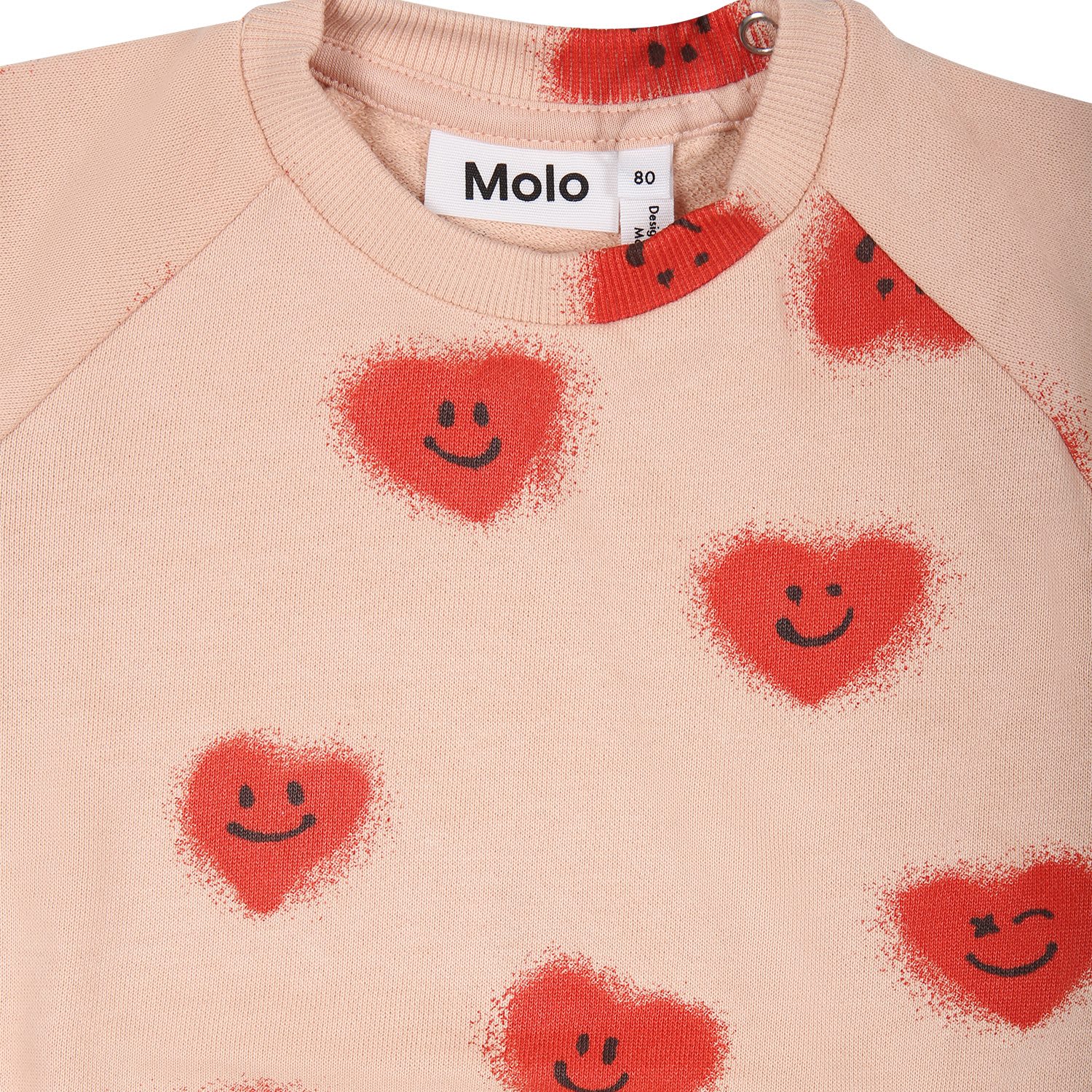 Shop Molo Pink Sweatshirt For Baby Girl With Smiley