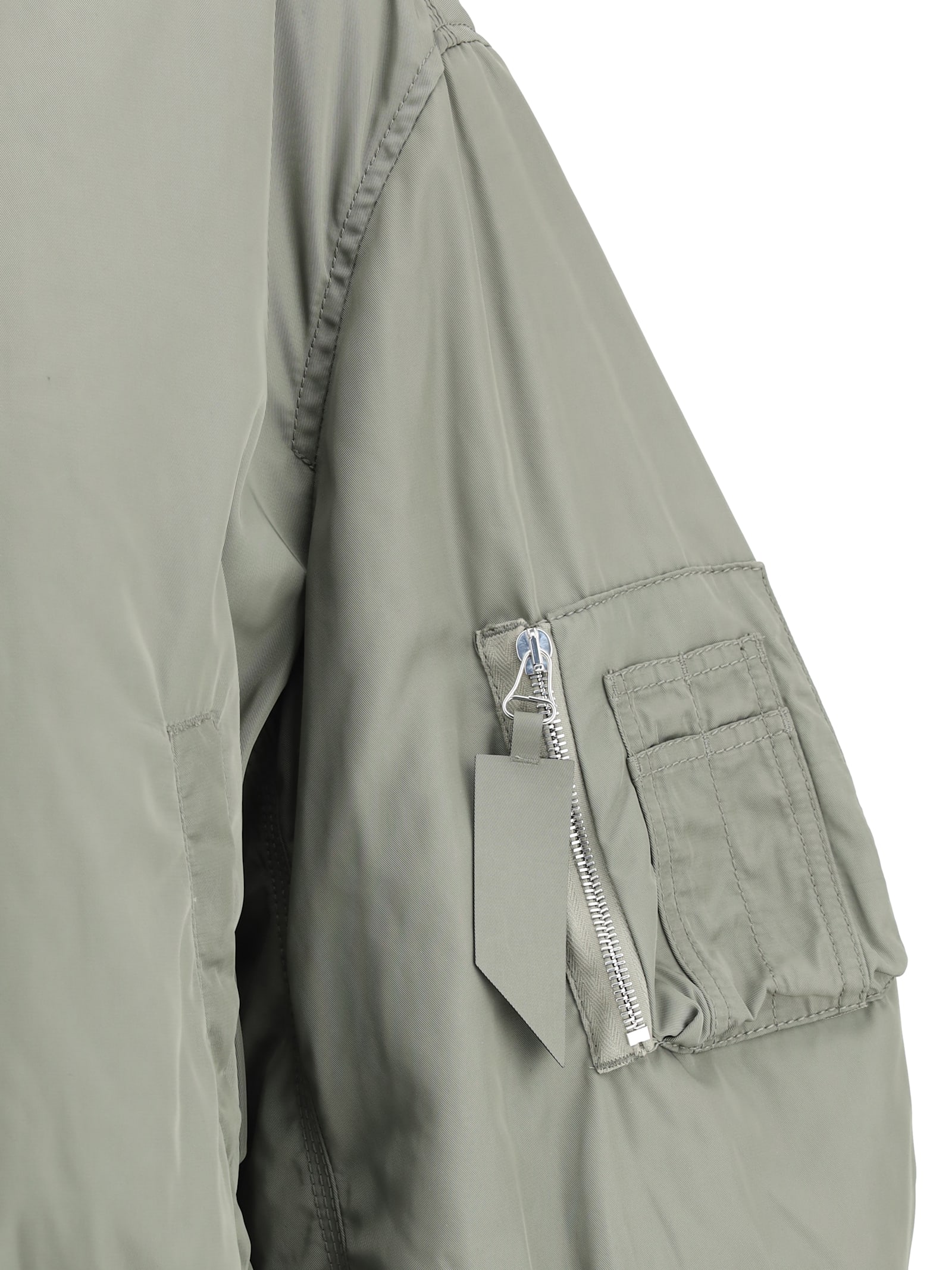 Attico Green Bomber Jacket With Zip Pocket On The Sleeve In Tech Fabric Woman In Khaki