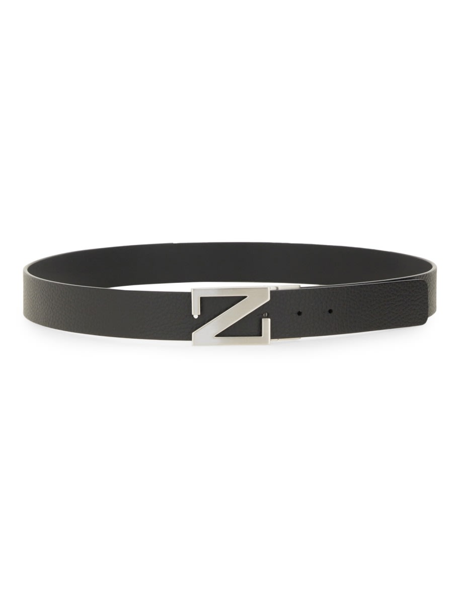 Shop Zegna Reversible Belt With Monogram Z Buckle In Black