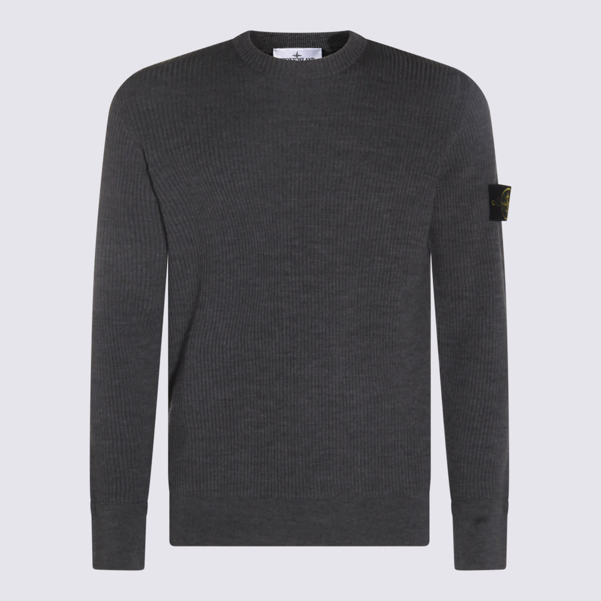 Stone Island Crew-neck Jumper With Ribbed Edges In Gray