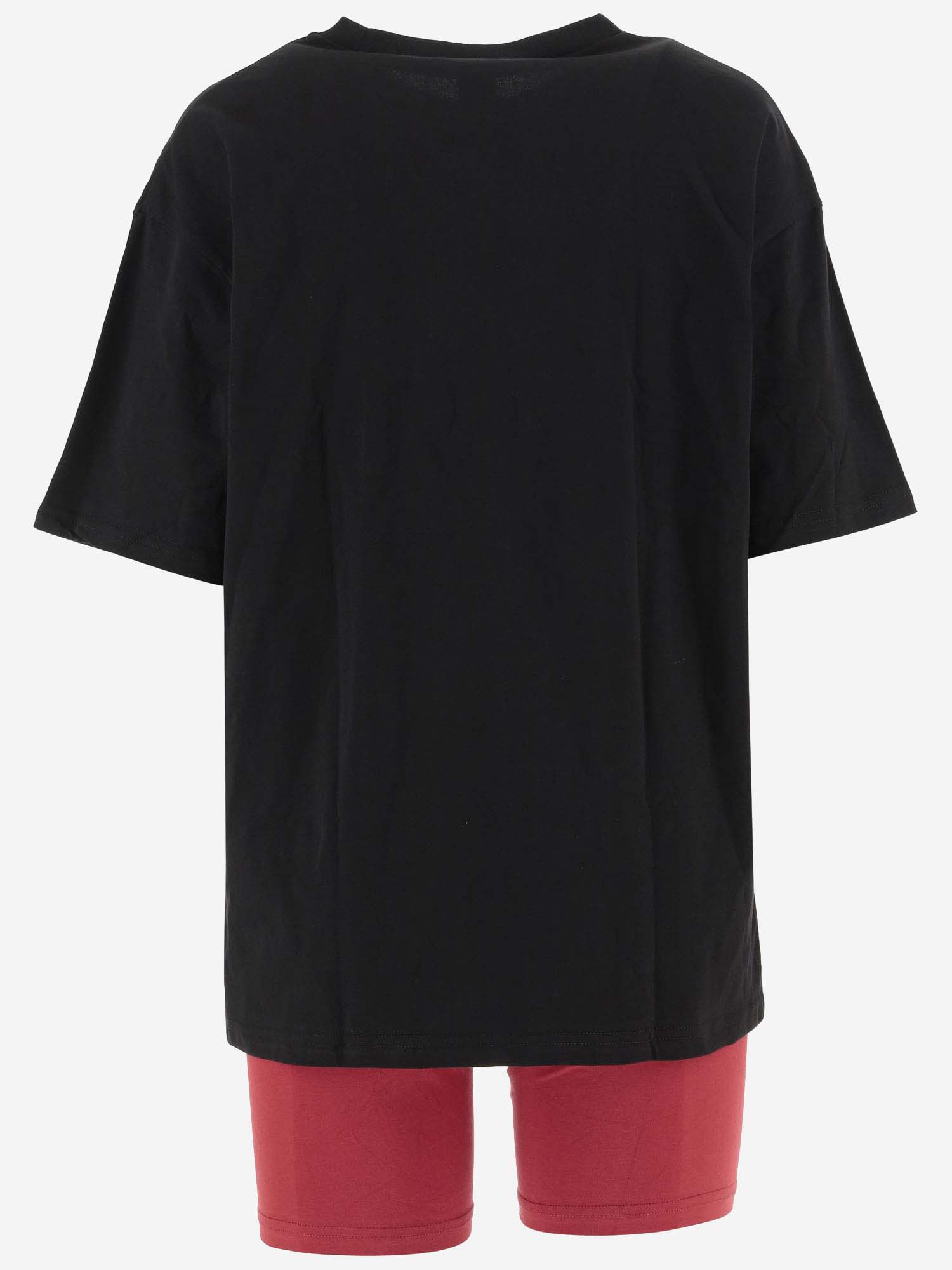 Shop Karl Lagerfeld Stretch Cotton Top And Shorts With Logo In Red