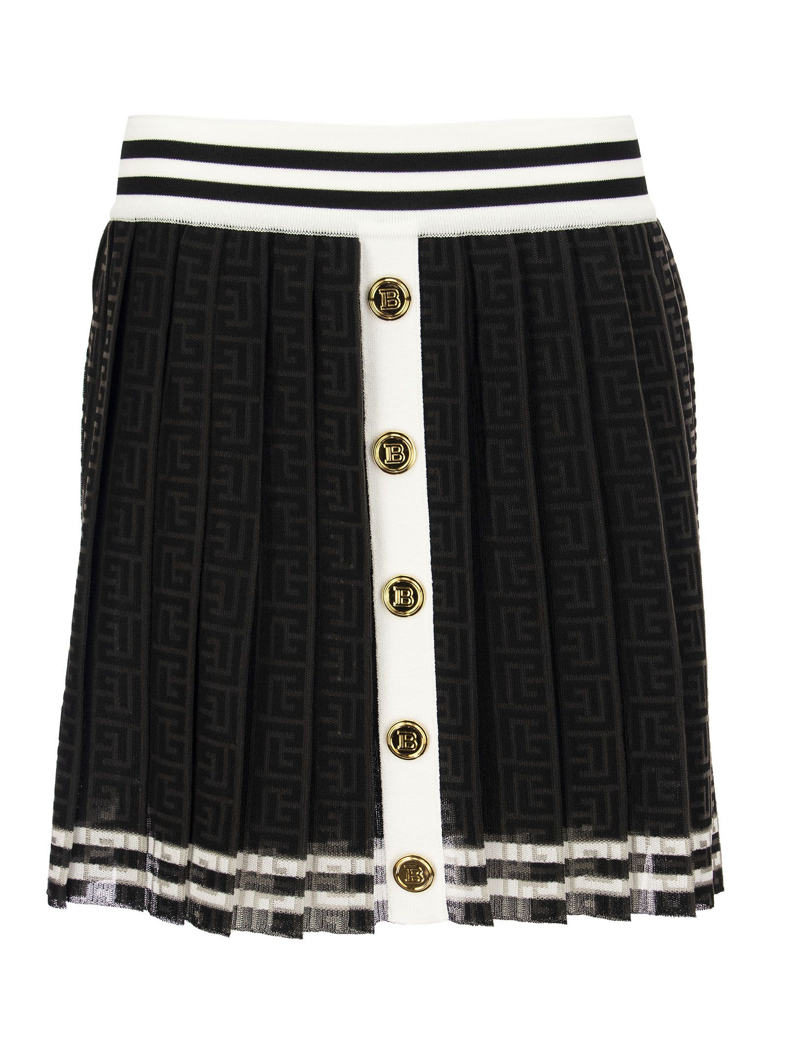 Balmain Monogram Pleated Skirt