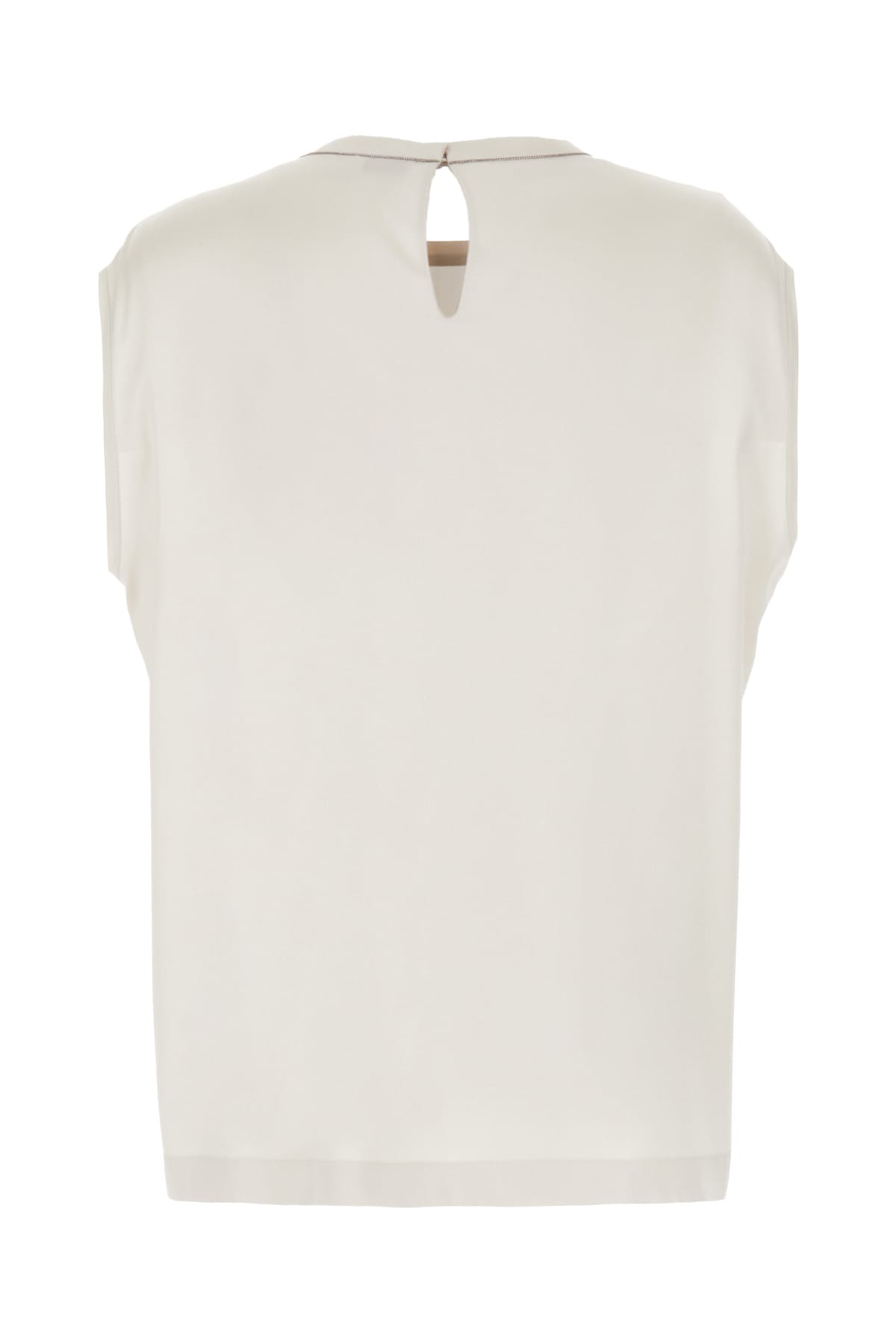 Shop Brunello Cucinelli Chalk Stretch Silk Blouse In Warmwhite