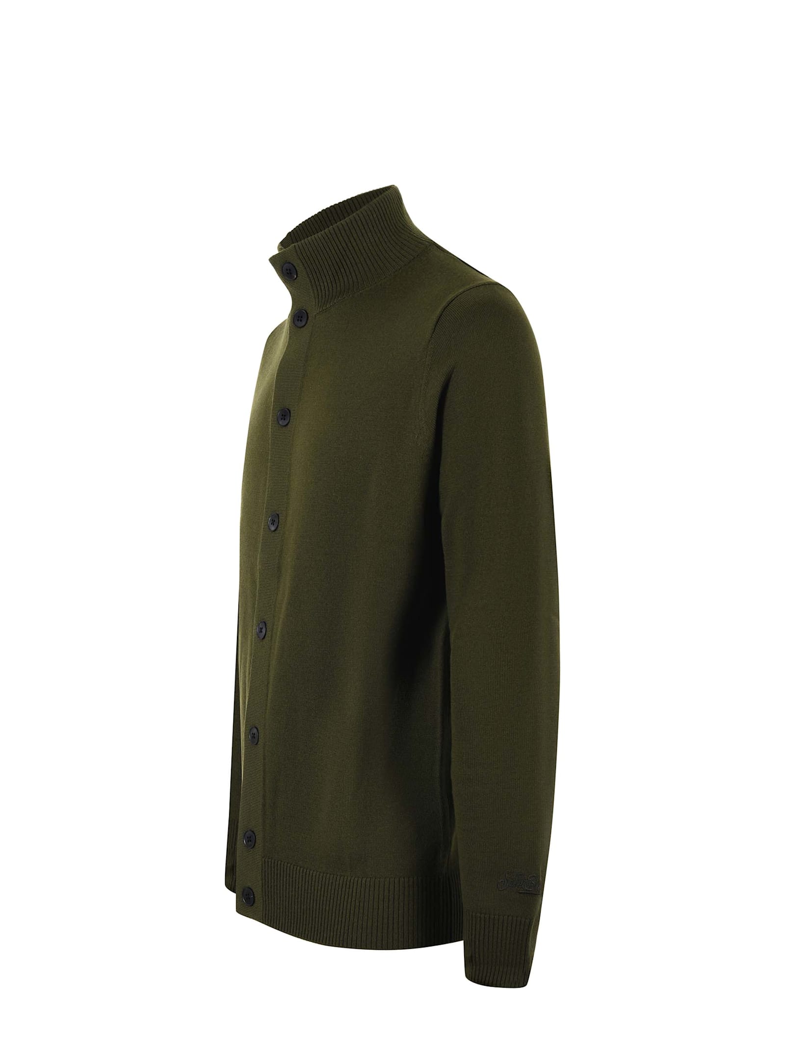 Shop Mc2 Saint Barth Merino Wool Cardigan In Green