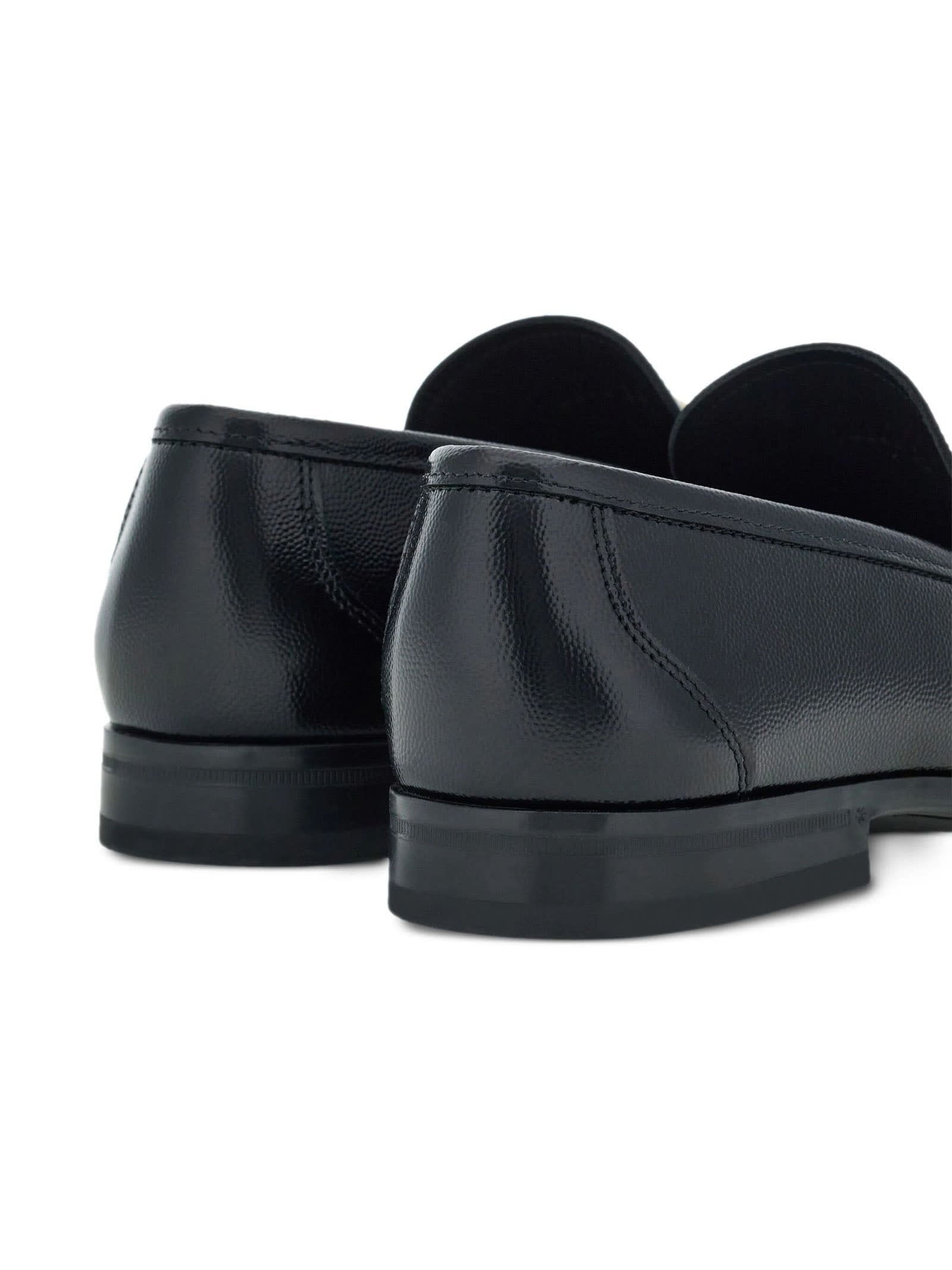 Shop Ferragamo Black Leather Loafer