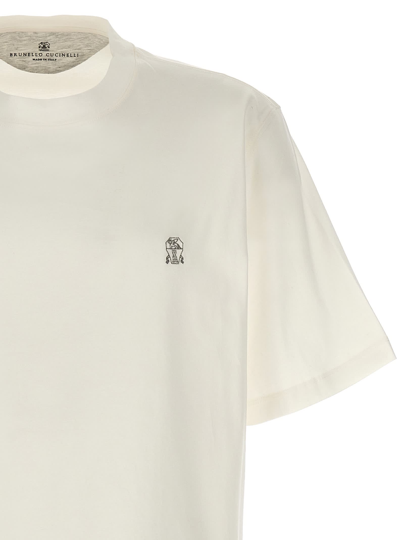 Shop Brunello Cucinelli Logo T-shirt In White