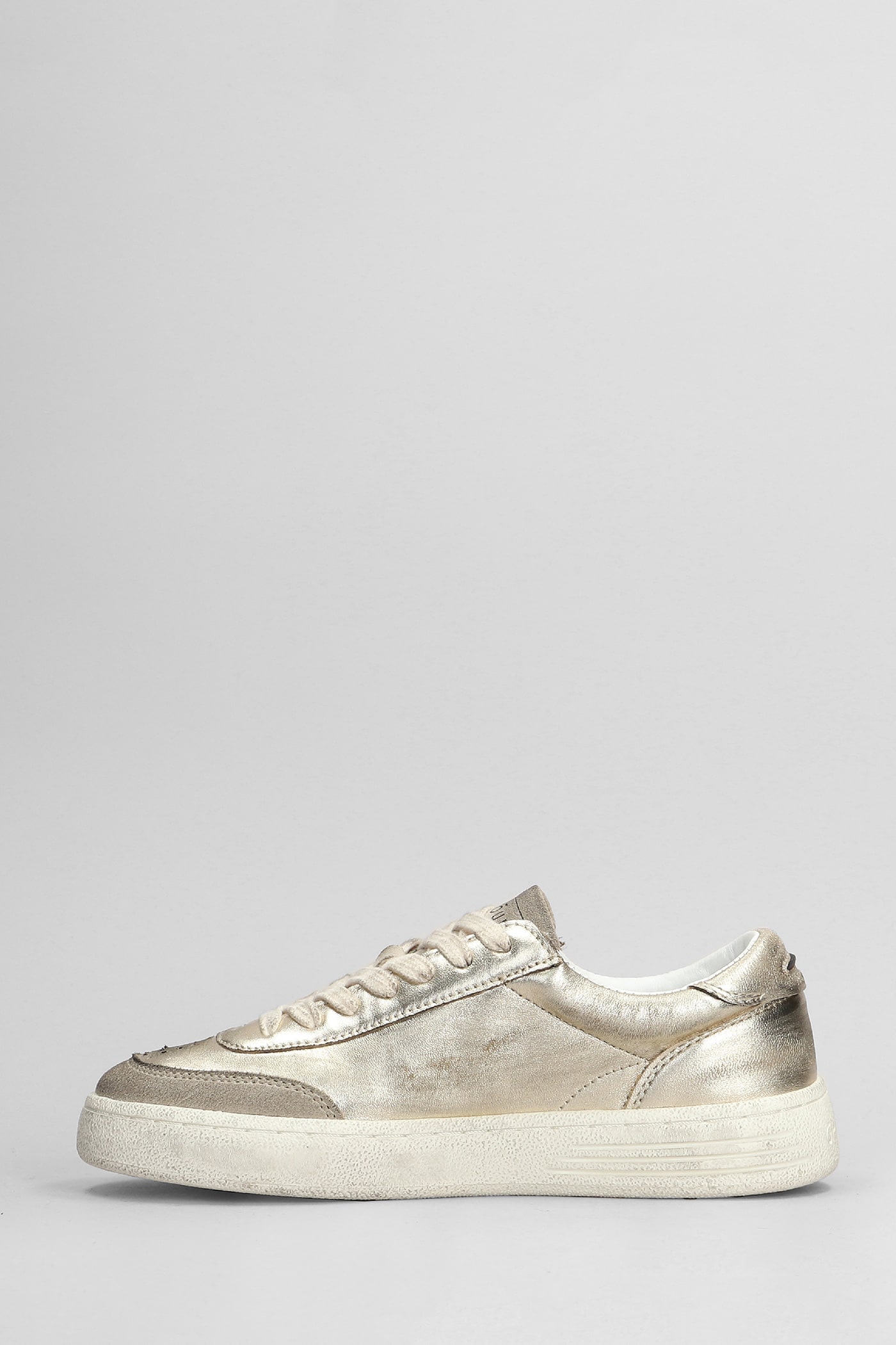 Shop Ghoud Lido Brushed Sneakers In Gold Leather