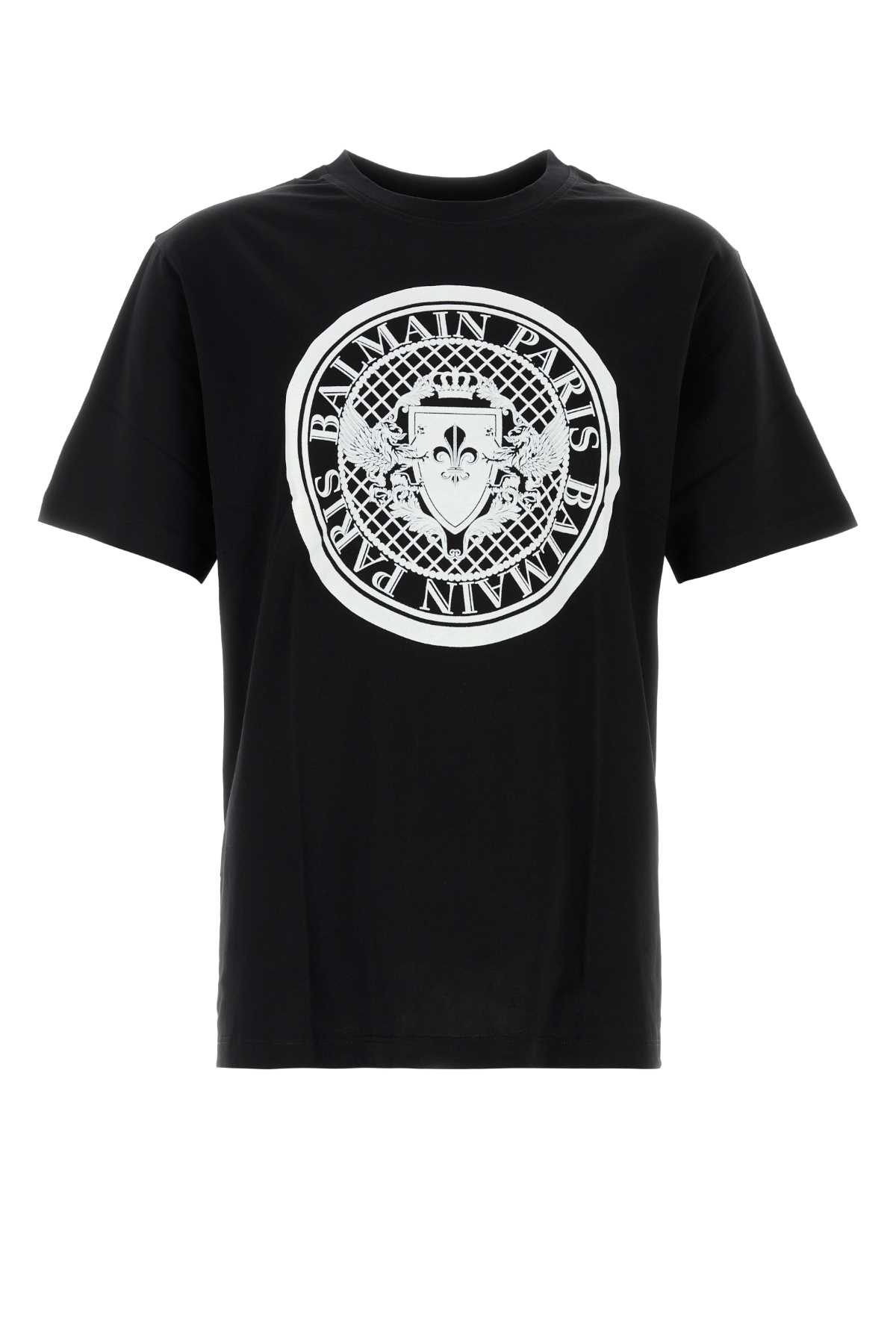 Shop Balmain Black Cotton T-shirt In Eabnoirblanc