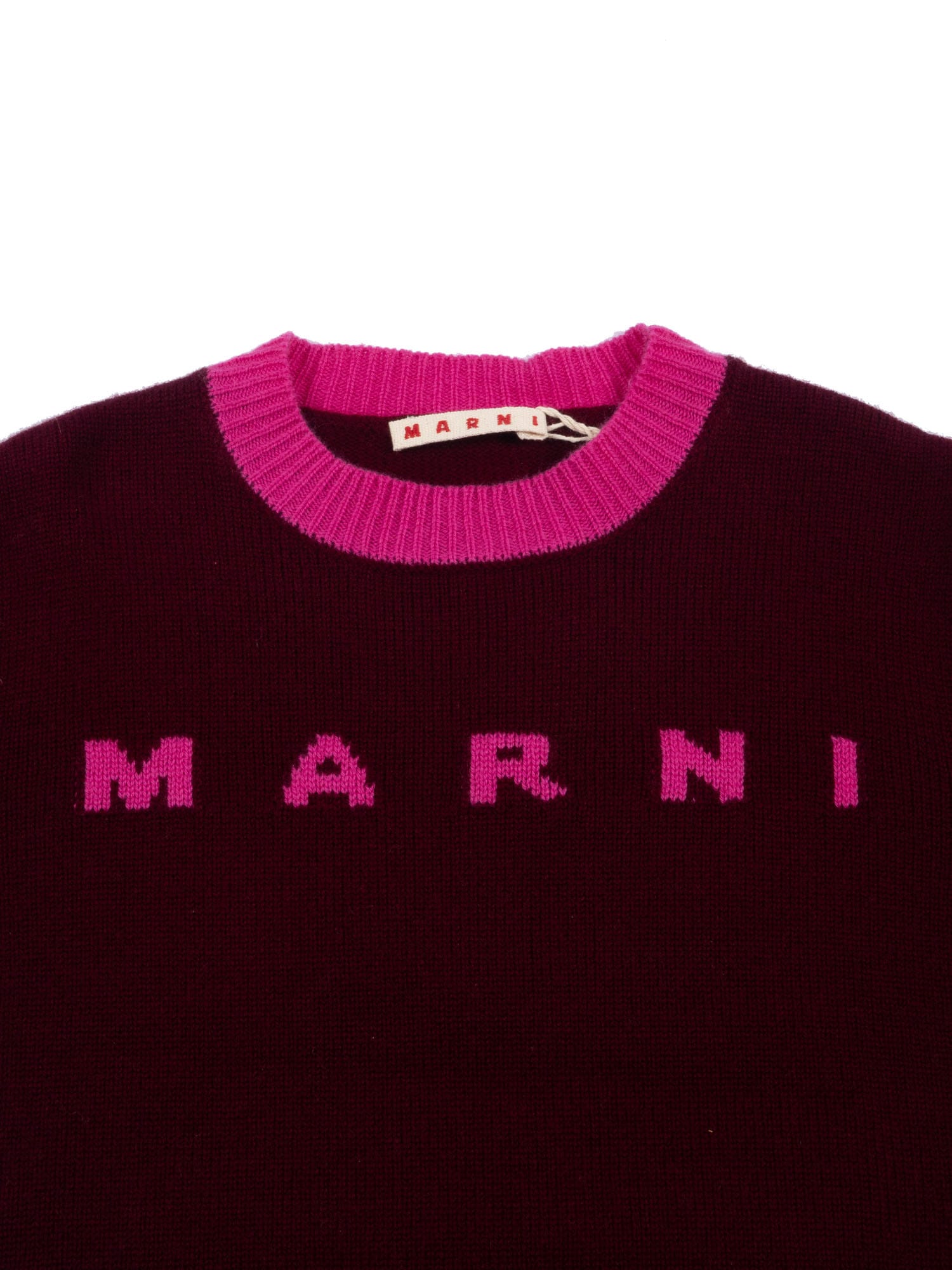 Marni L And Cashmere Sweater With Logo Kids In Brown