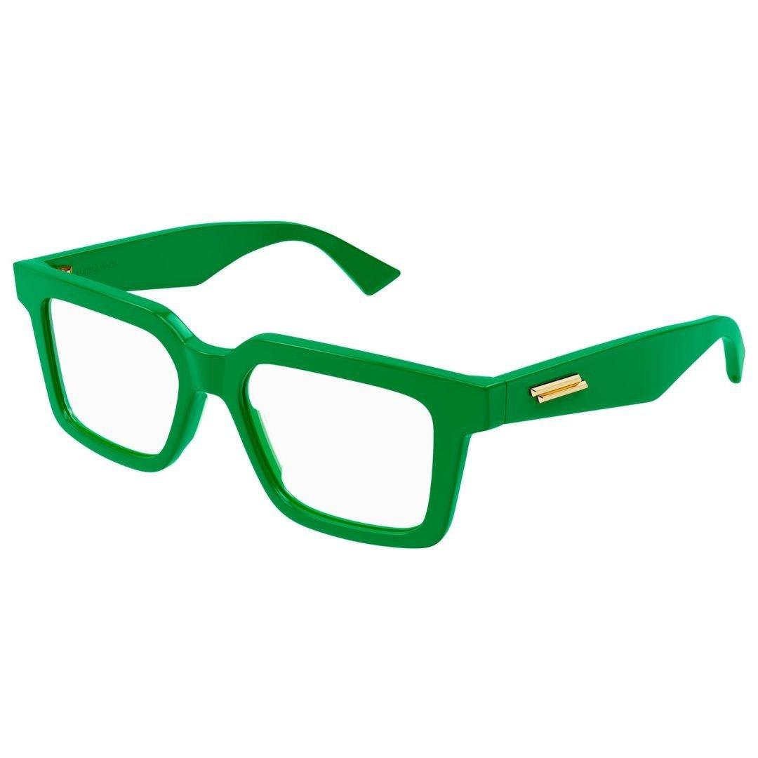 Shop Bottega Veneta Rectangle Frame Glasses In Green-green-transparent