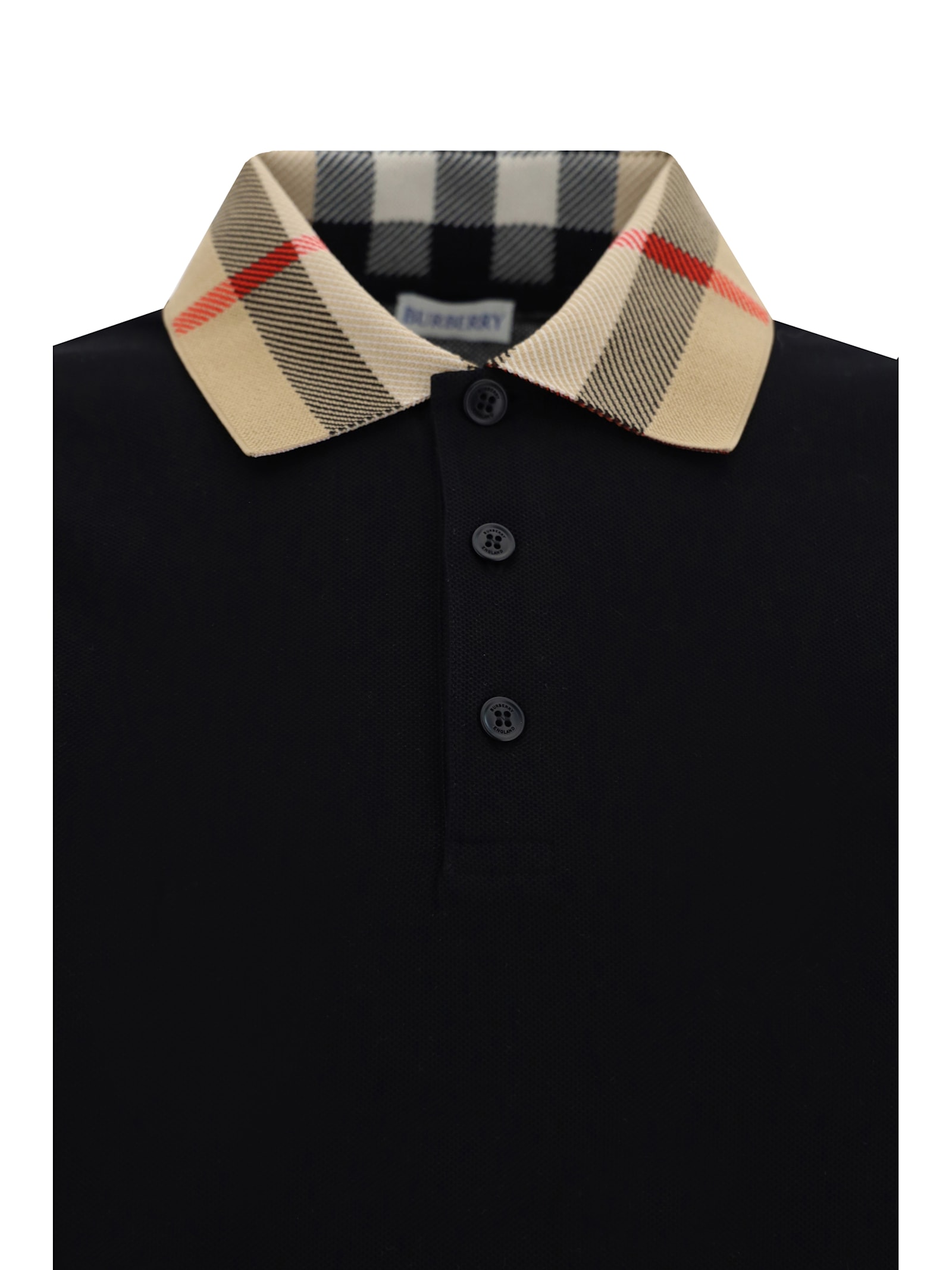 Shop Burberry Long Sleeve Polo Shirt In Black