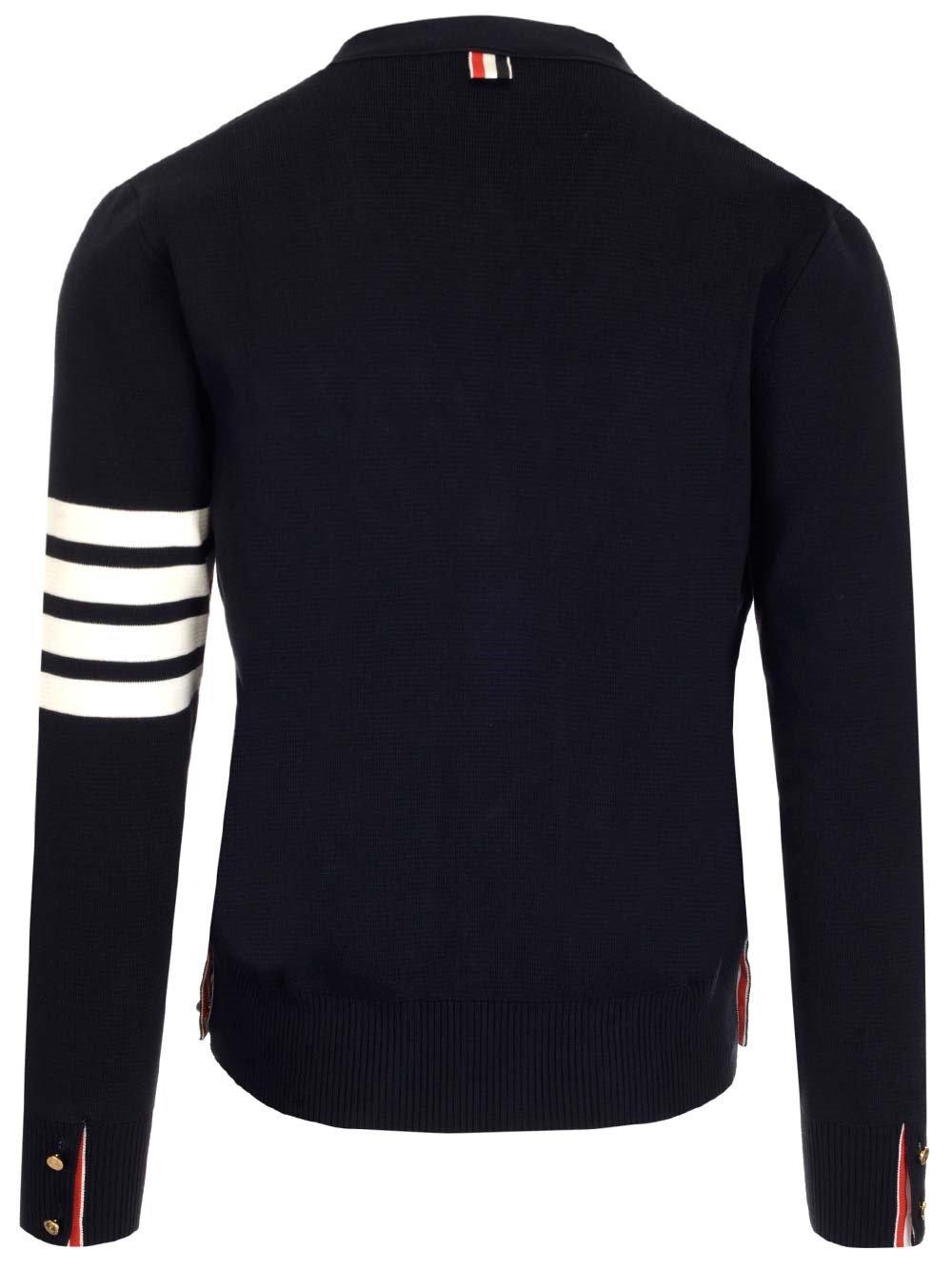 Shop Thom Browne 4-bar V-neck Cardigan In Blue