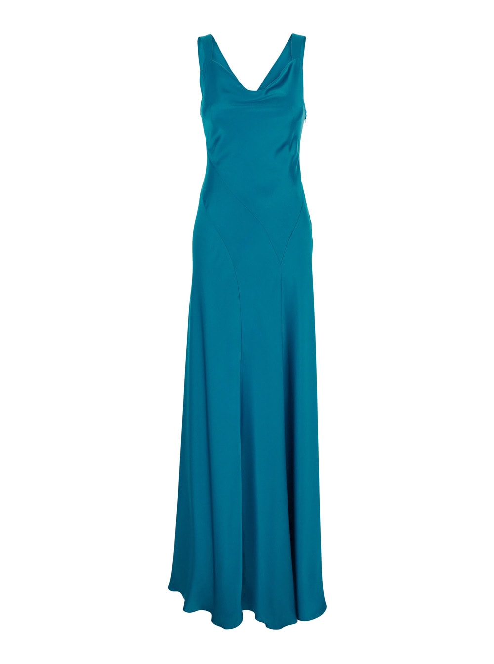 Blue Dress With Cut-out Detail On The Back In Satin Woman