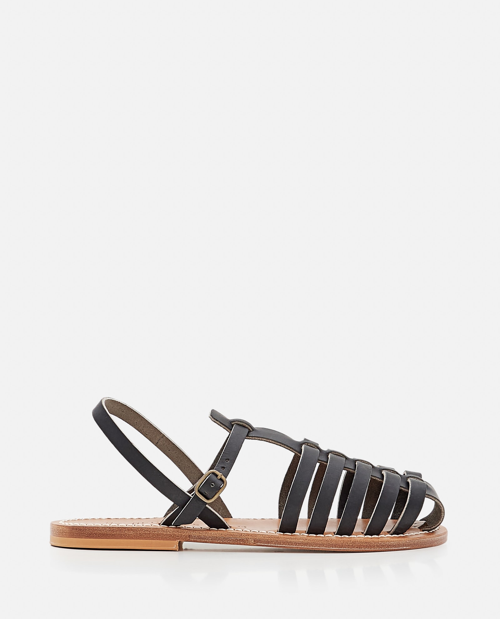 Shop Kjacques Adrien Leather Sandals In Black