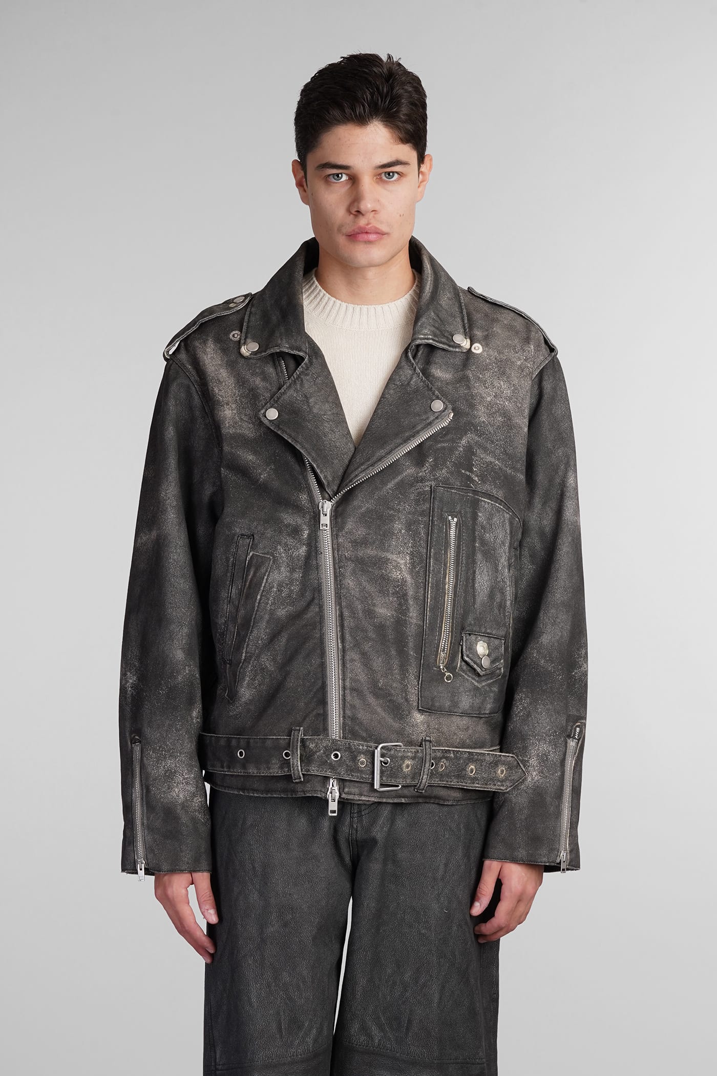 Shop Haikure Kay Biker Jacket In Grey Cotton