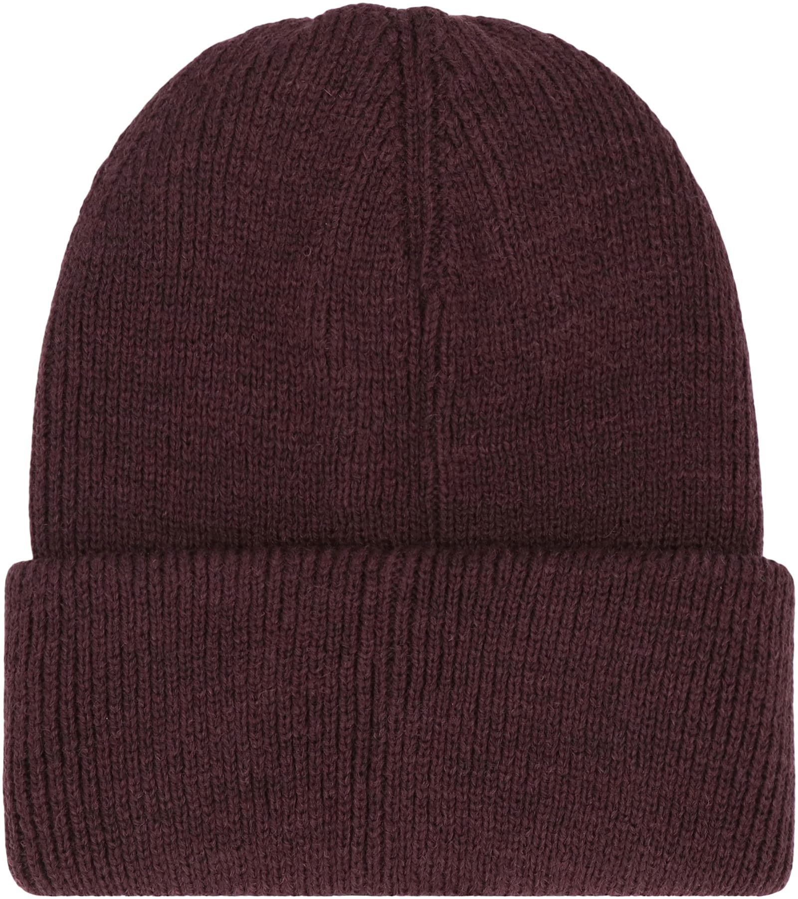 Y-3 Embroidered-logo Beanie Hat In Burgundy