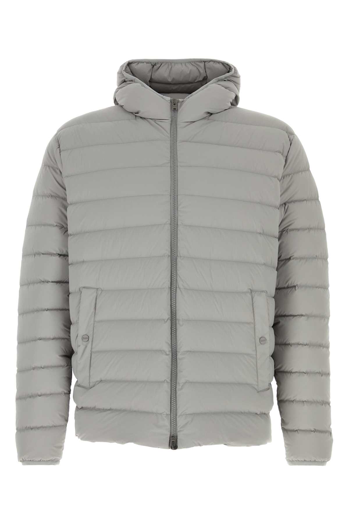 Shop Herno Light Grey Stretch Nylon Down Jacket In Grigiochiaro