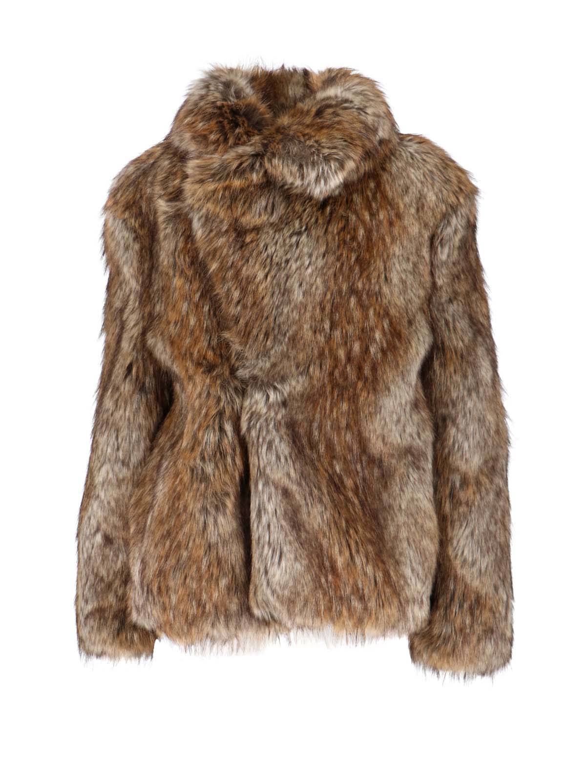 Mm6 Maison Margiela Acrylic Jacket Synthetic Fur In Brown